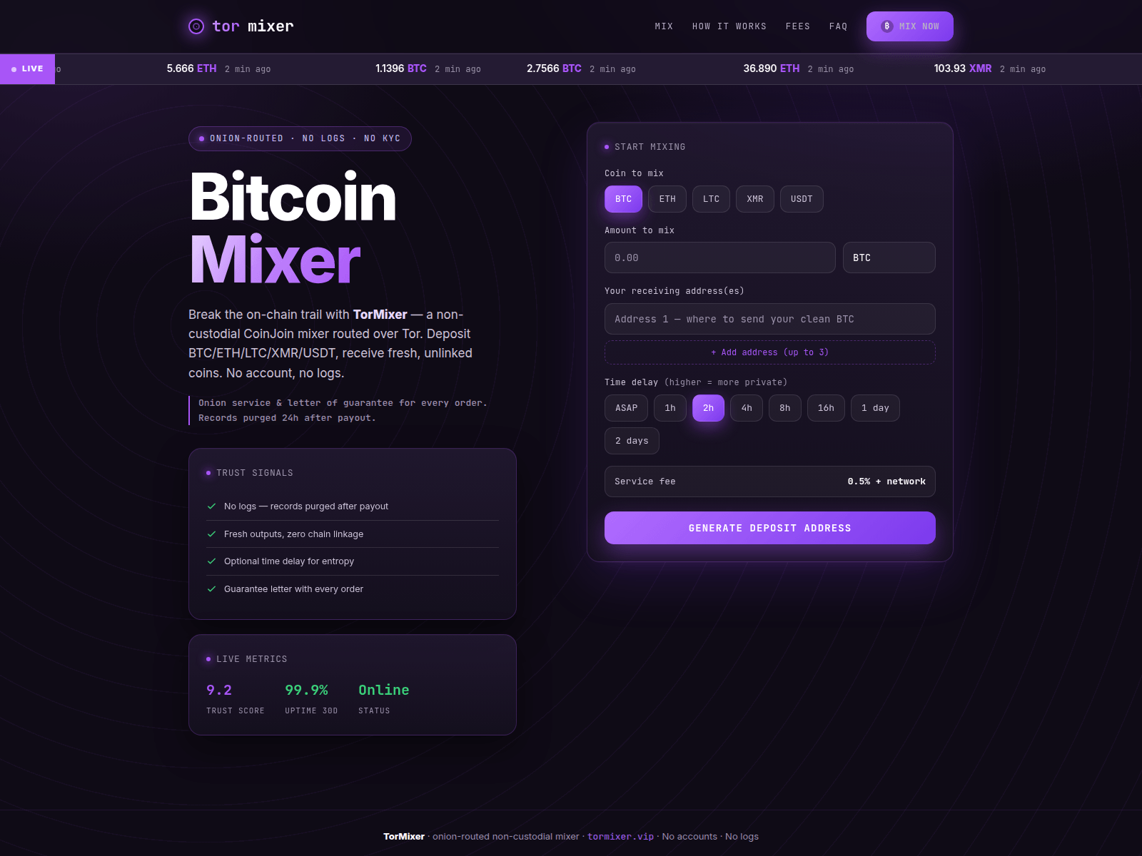 Screenshot of crypto-mixermixcrypto.top
