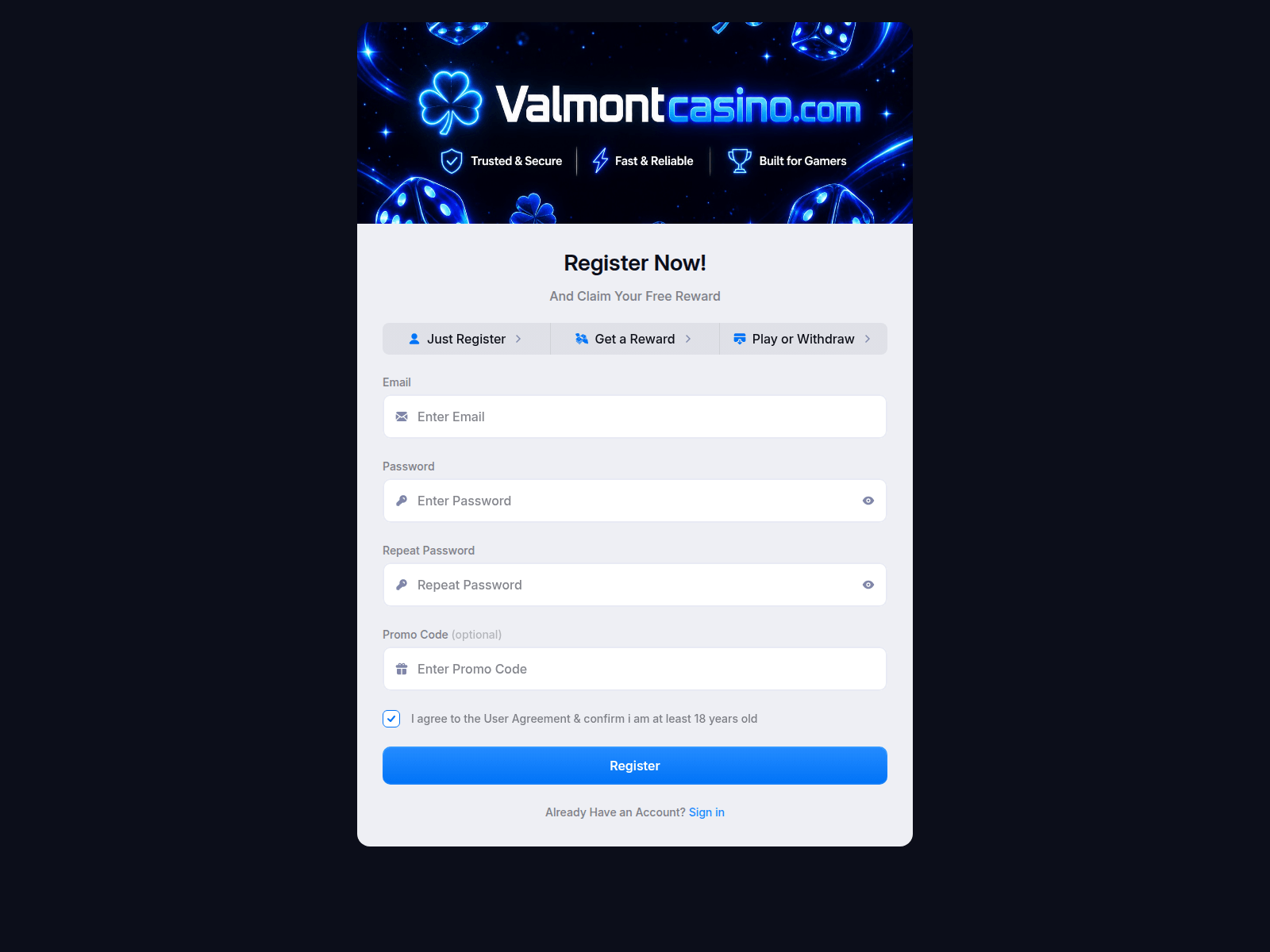 Screenshot of valmontcasino.com