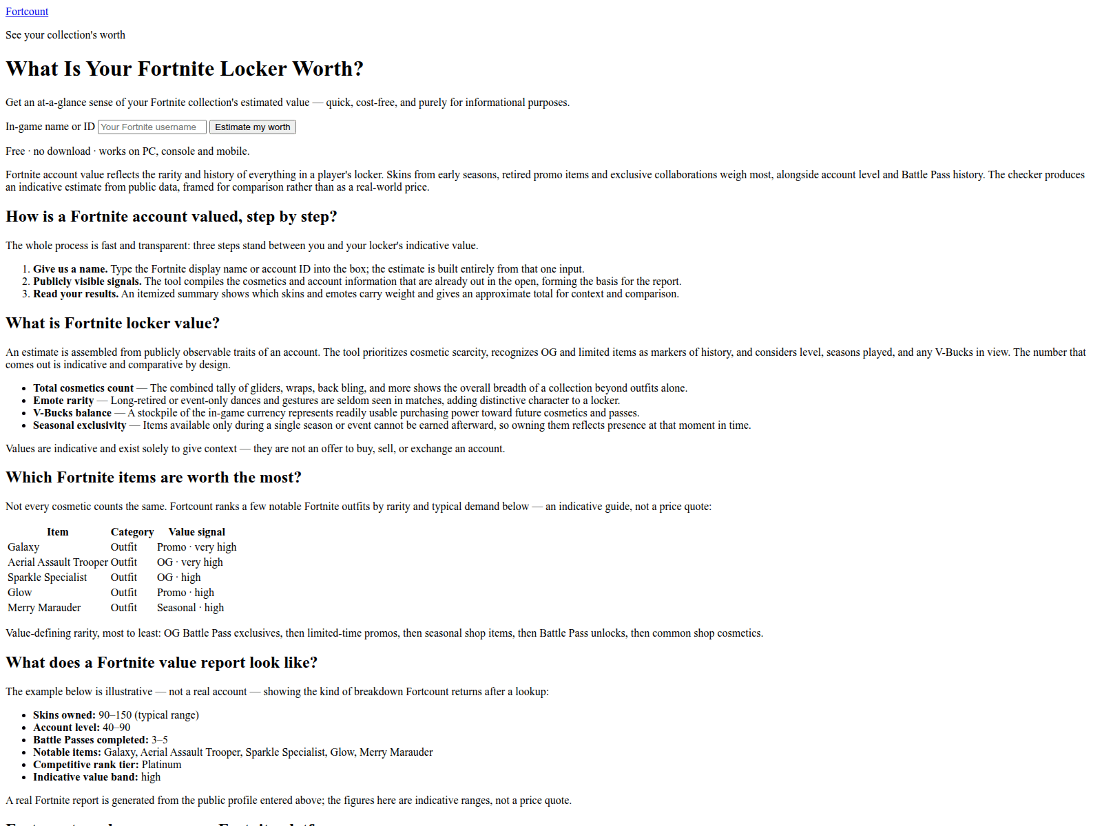 Screenshot of fortcount.com