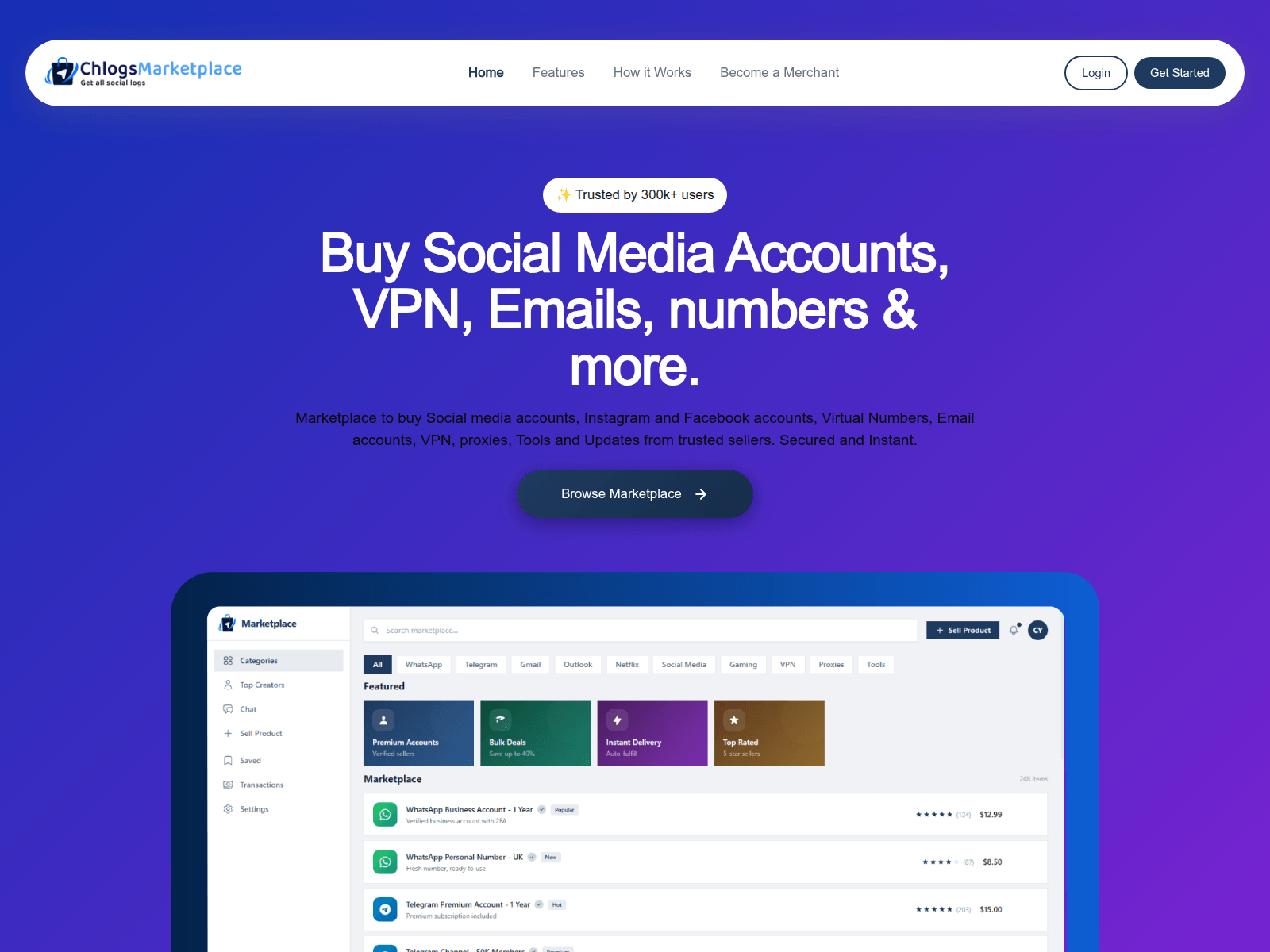 Screenshot of chlogsmarketplace.com
