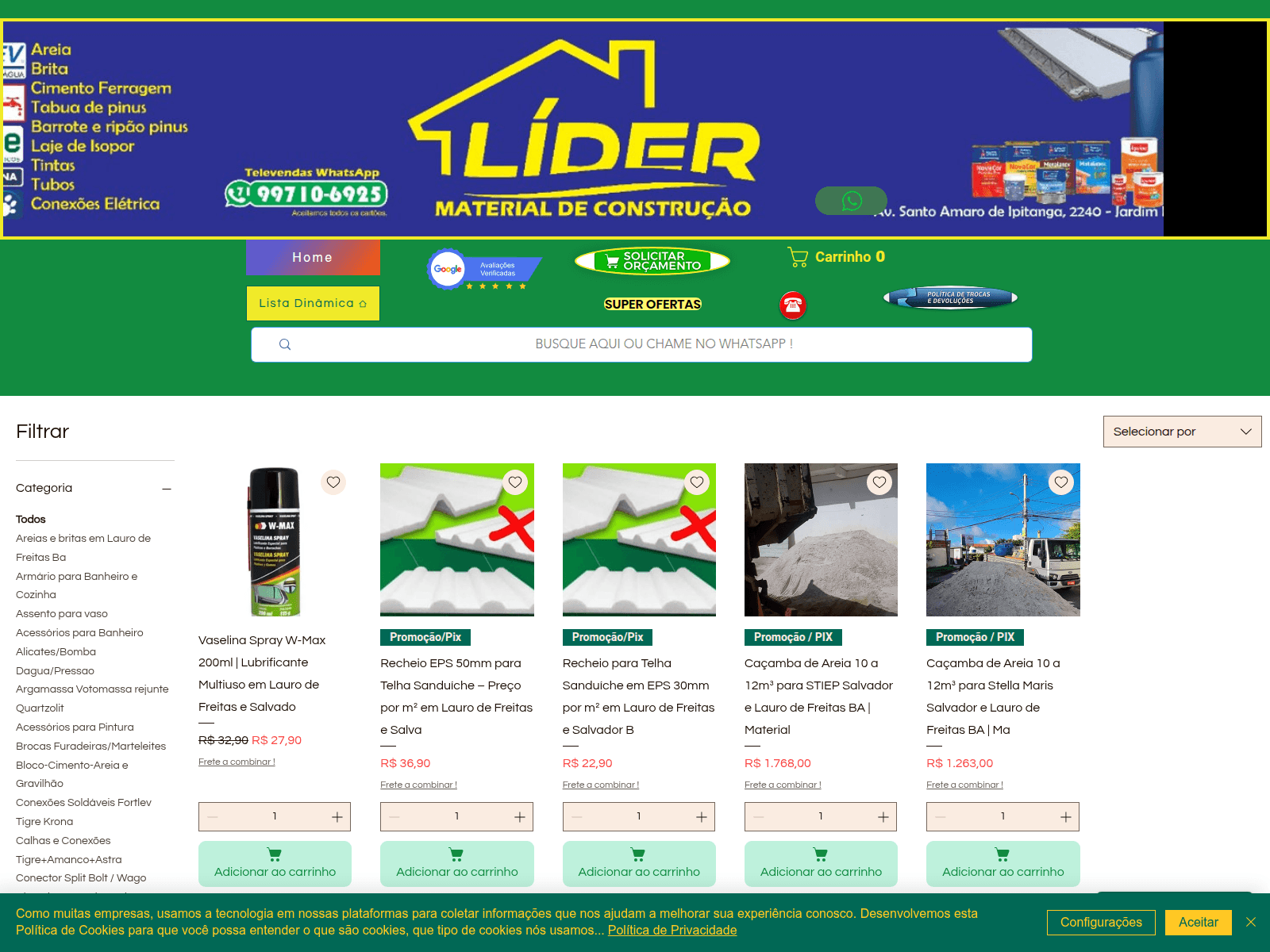 Screenshot of lidermateriais.store