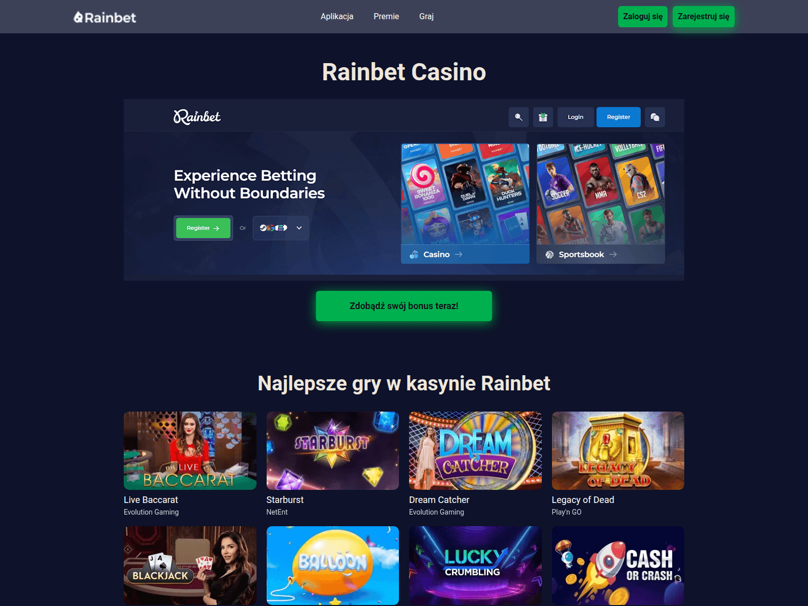 Screenshot von rainbetz.pl