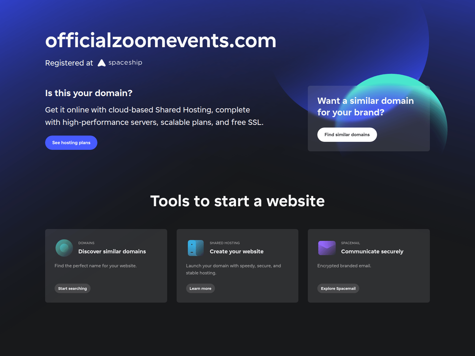 Screenshot of officialzoomevents.com