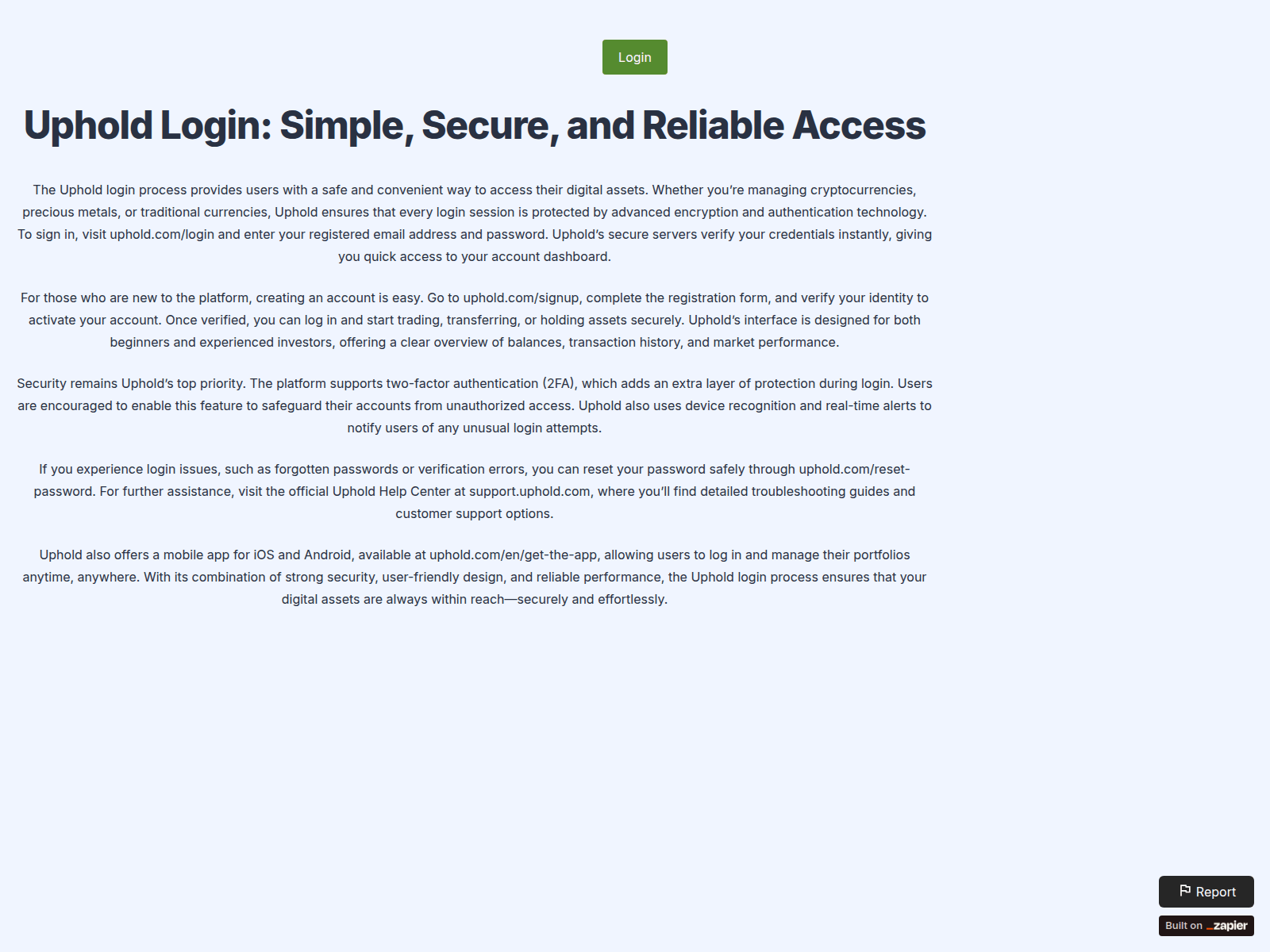 Screenshot of uphldcomlog.zapier.app