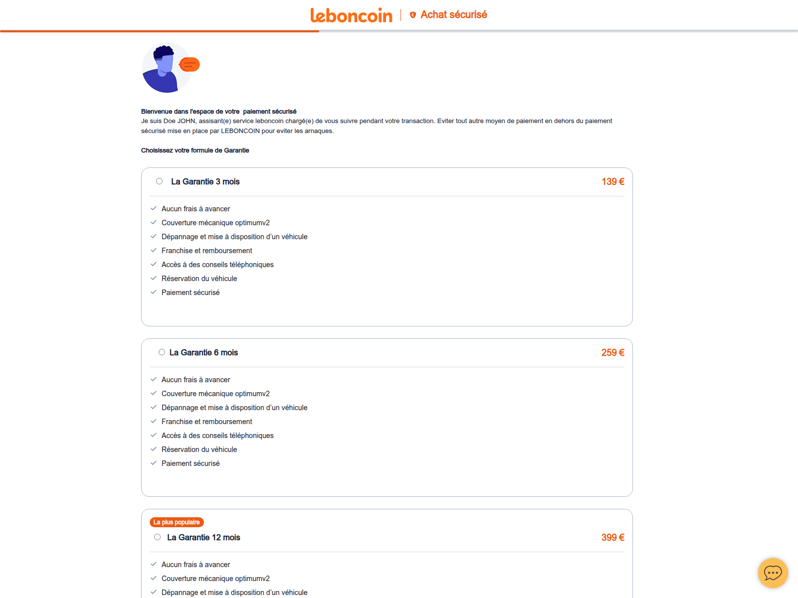 Screenshot of leboncoin.pagereservation.com