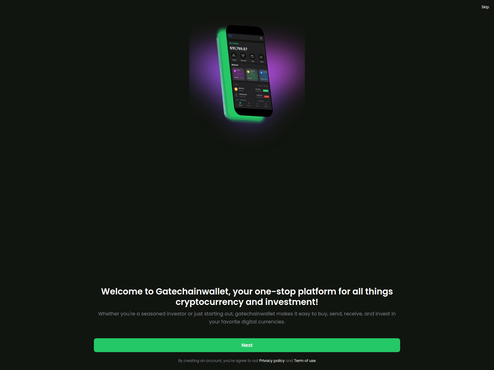 Ảnh chụp màn hình của gatechainwallet.com