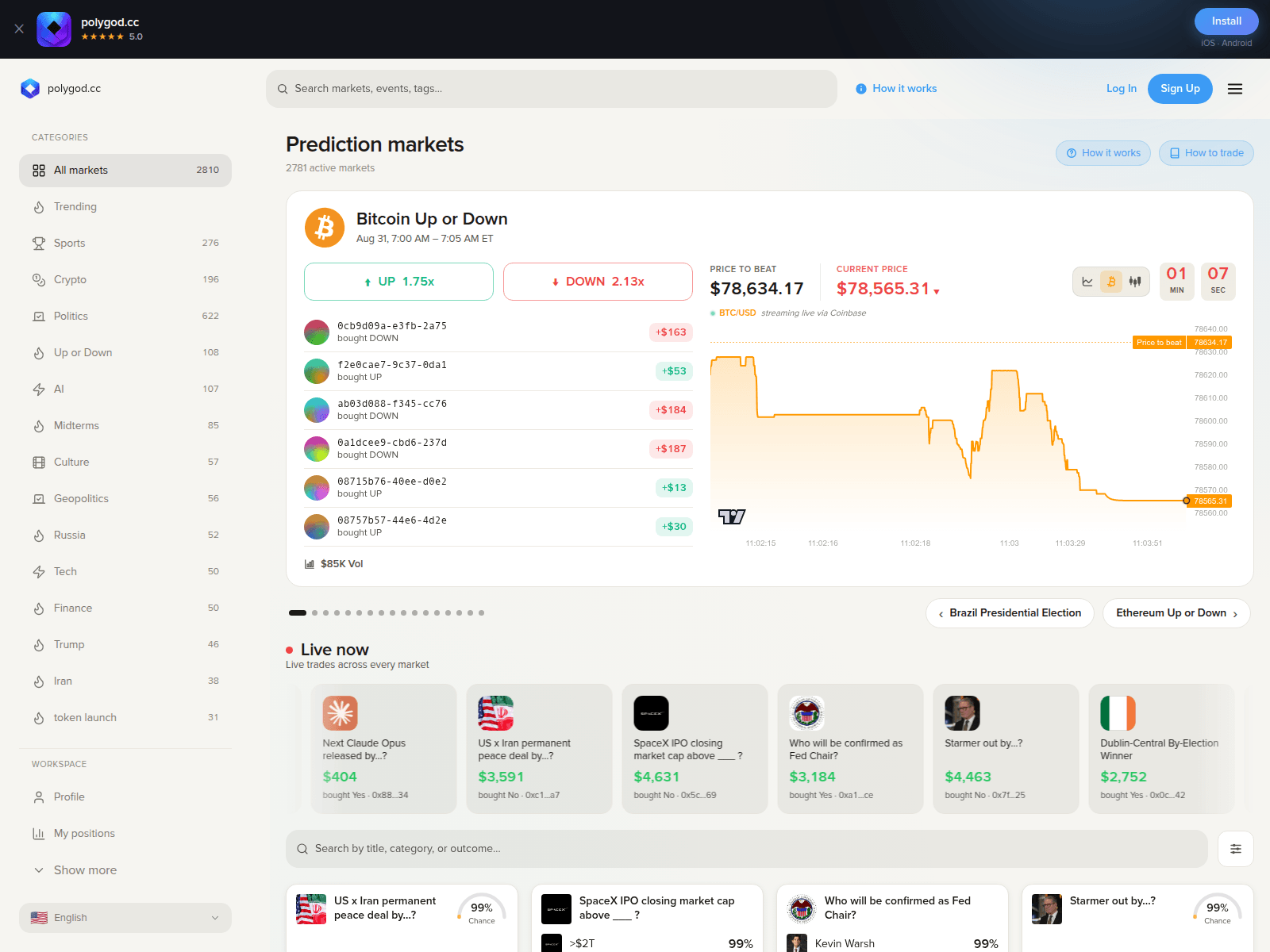 Screenshot of polygod.cc