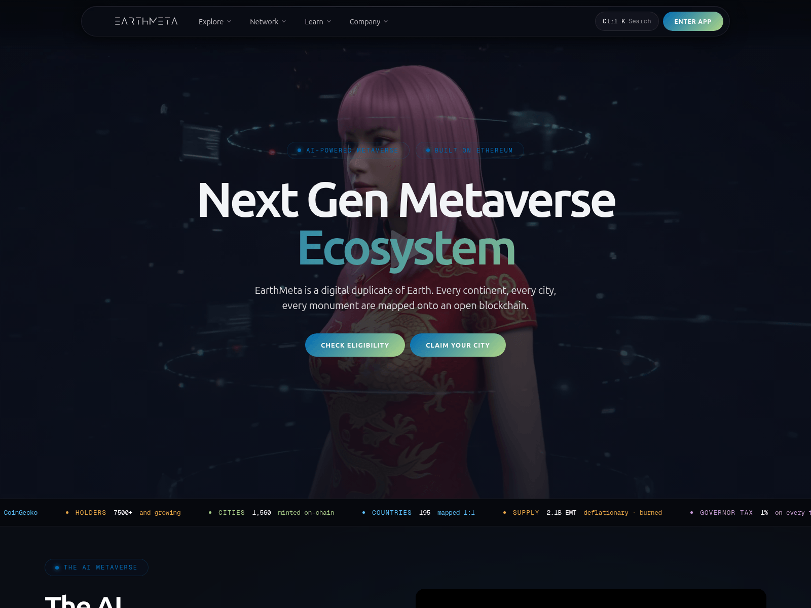 Screenshot of earthmetaai.info