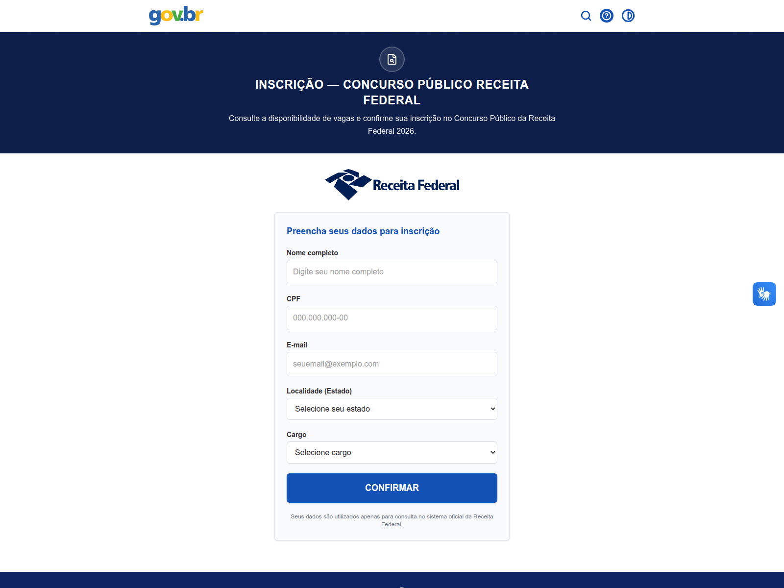 Screenshot of concursoreceitafederal.online