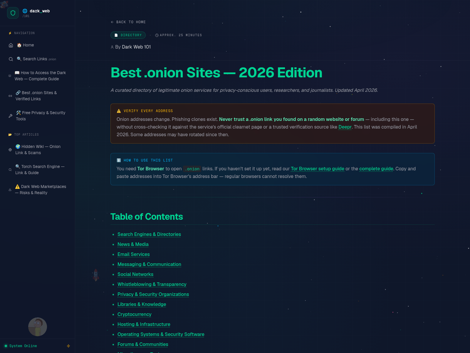 Screenshot of darkweb101.com