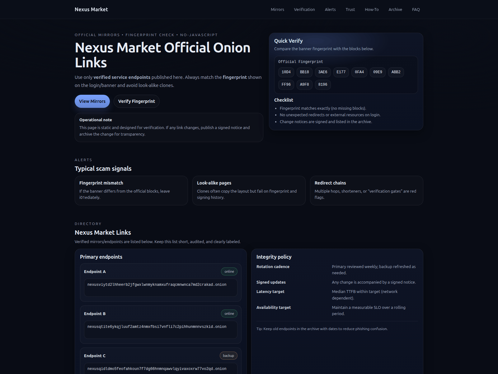 لقطة شاشة لـ official.nexusmarket-link.live
