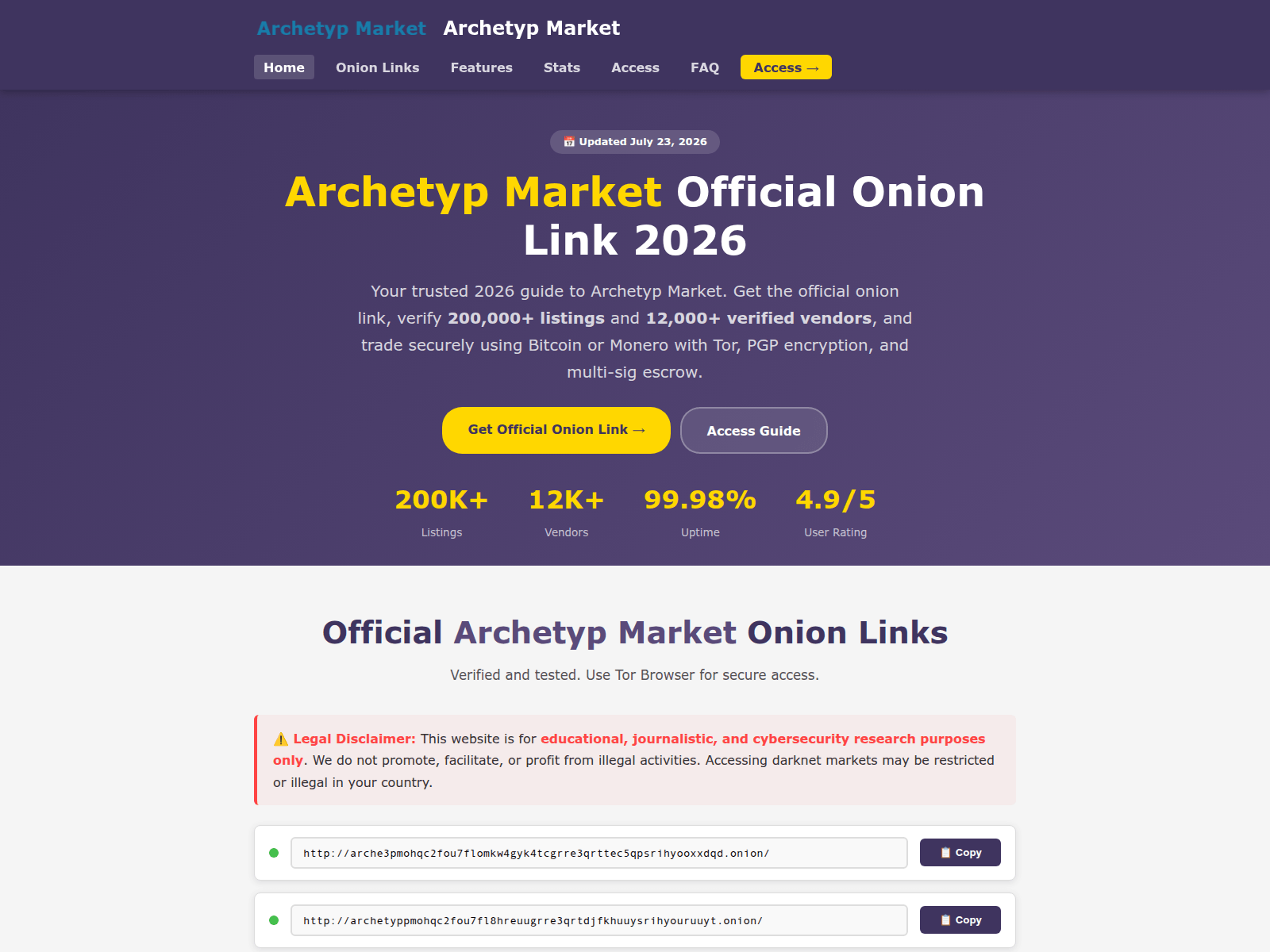 Screenshot of archetypdarkweb.com