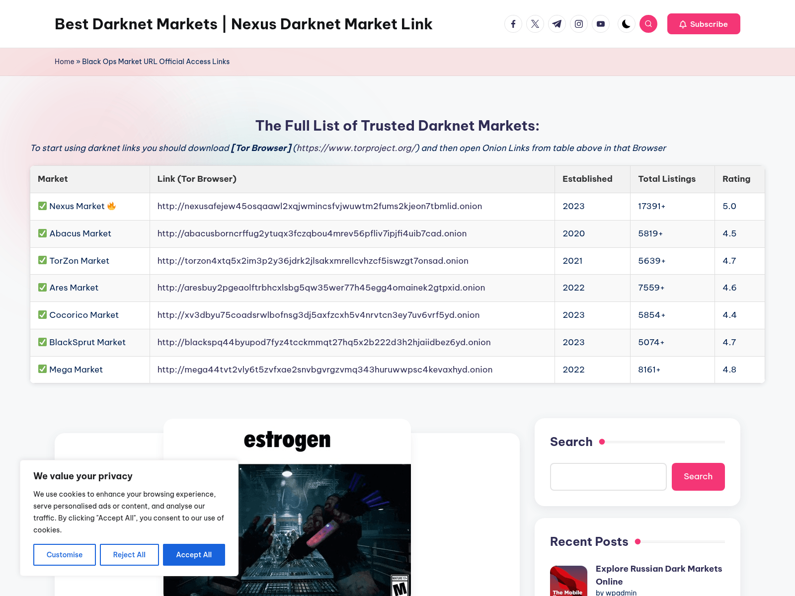 Screenshot of nexusmarketlink.com