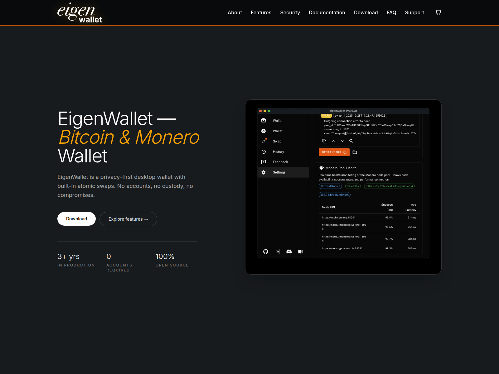 Screenshot of eigen-wallet.com