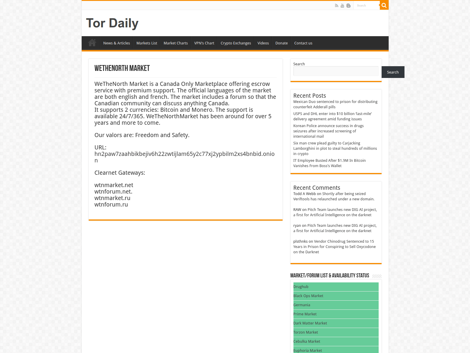 Screenshot of tordaily.com