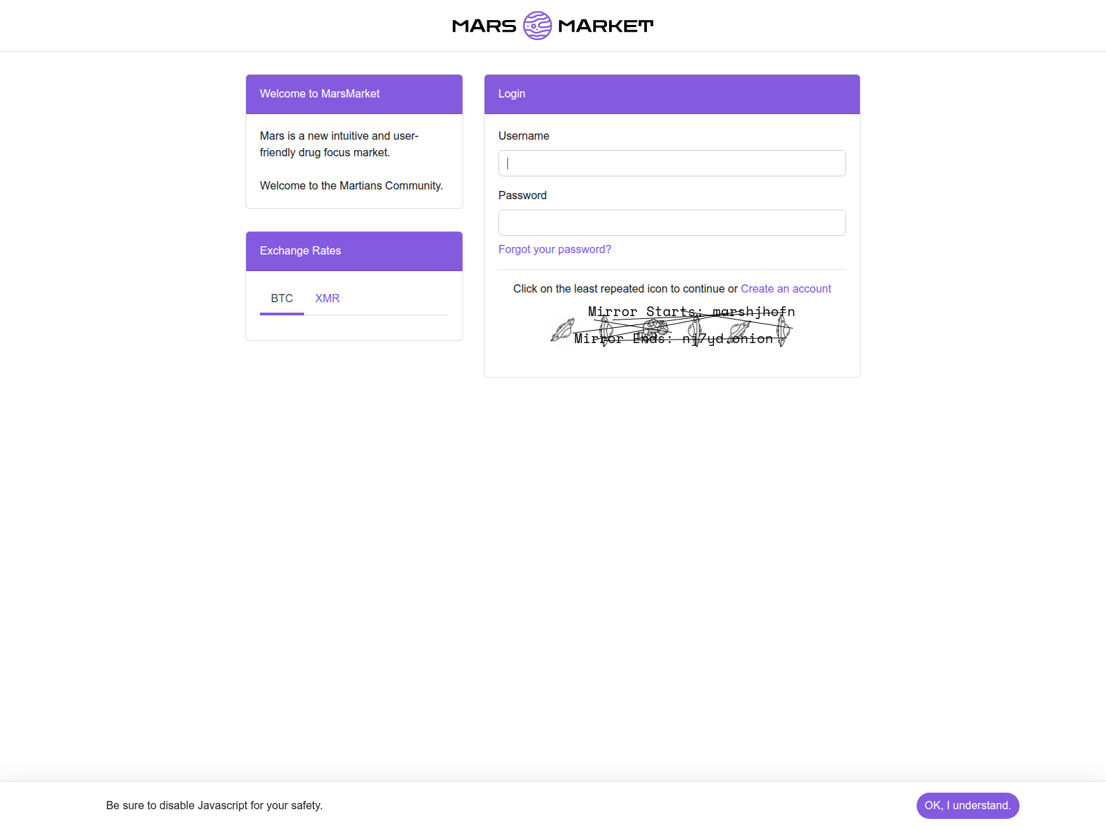 Screenshot von marsmarket.onl