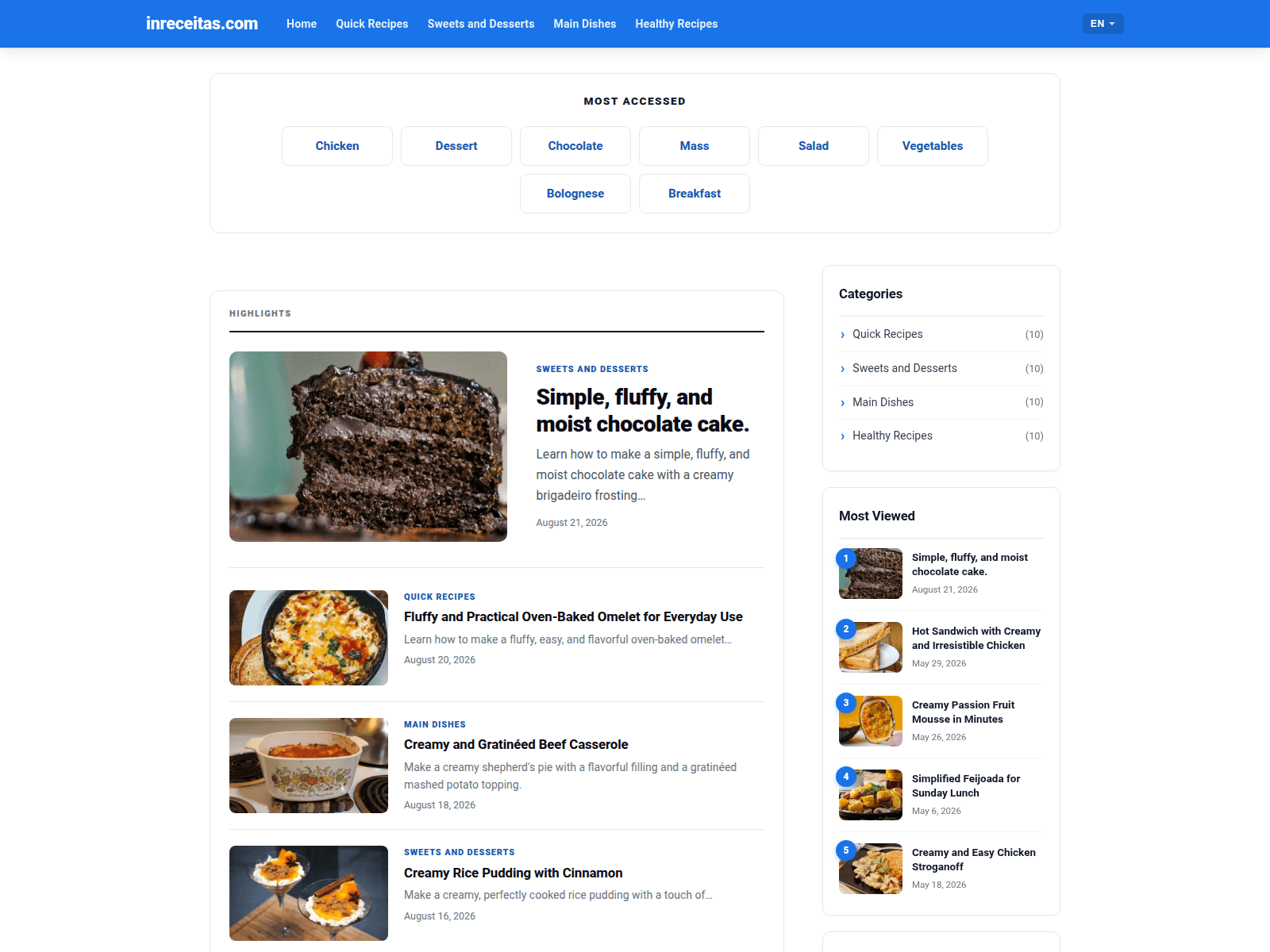 Ảnh chụp màn hình của inreceitas.com