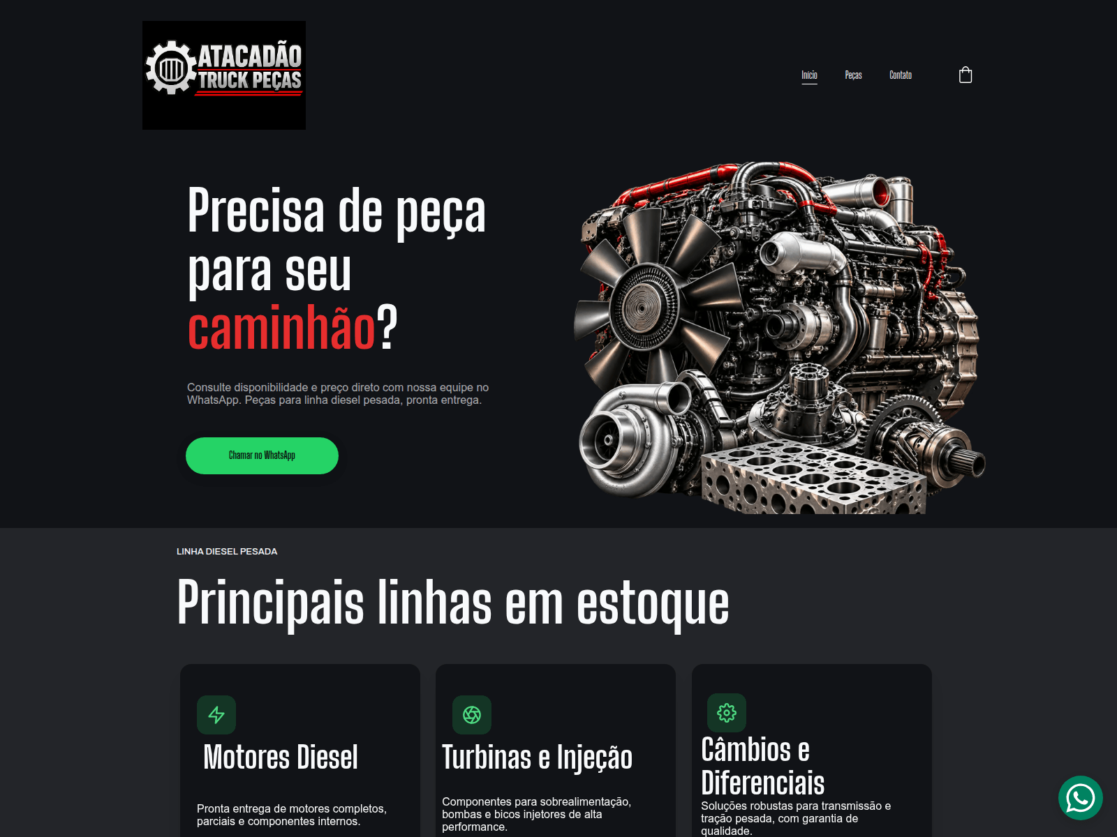Screenshot of atacadaotruckpecasdiesel.com.br