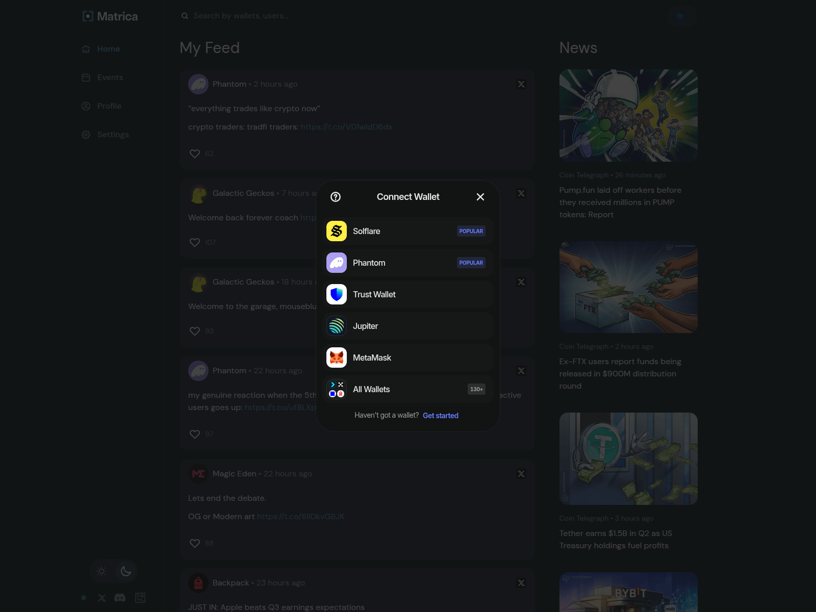 Screenshot of matrica.fi