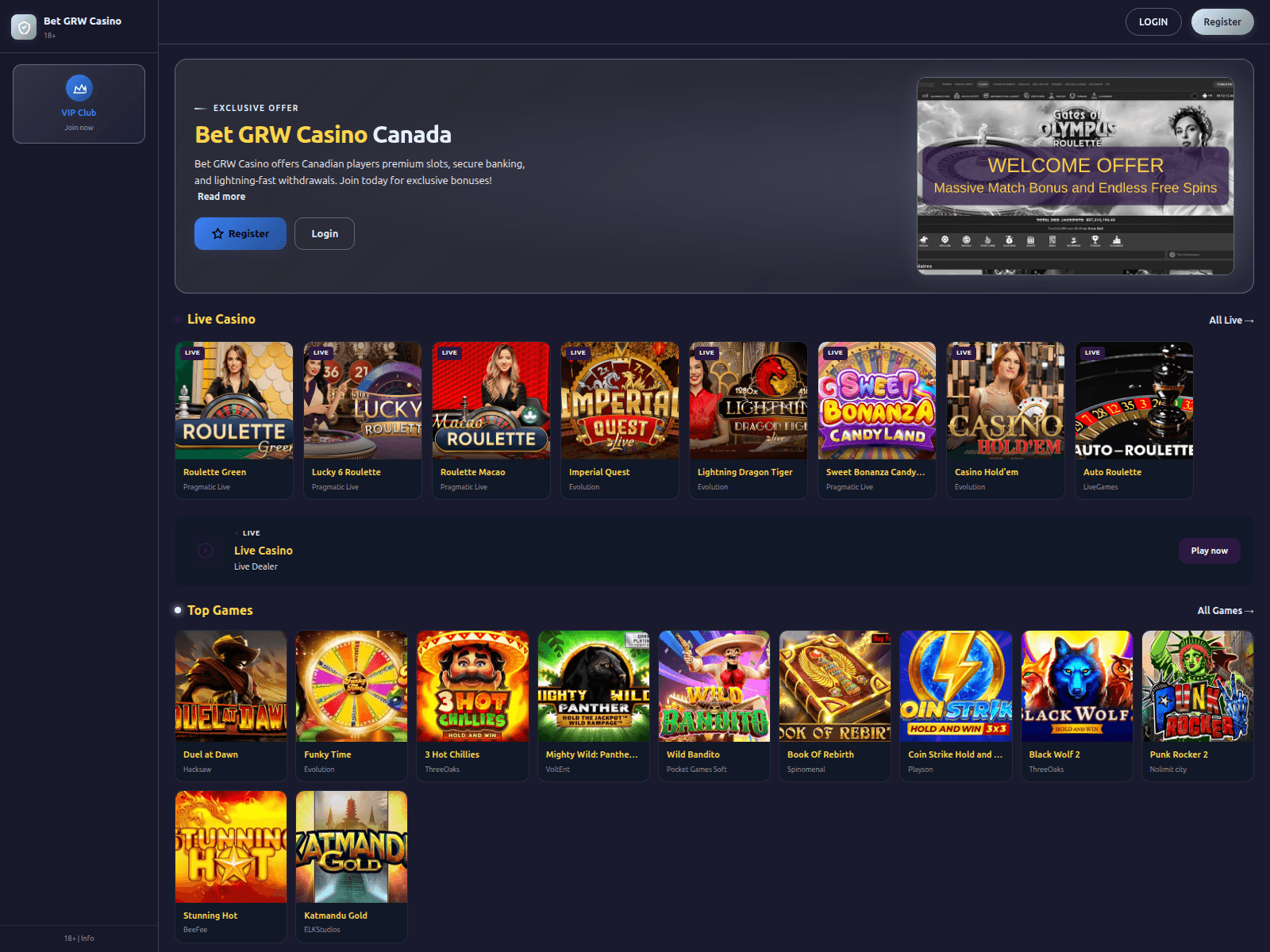 Screenshot of betgrw-casino.com