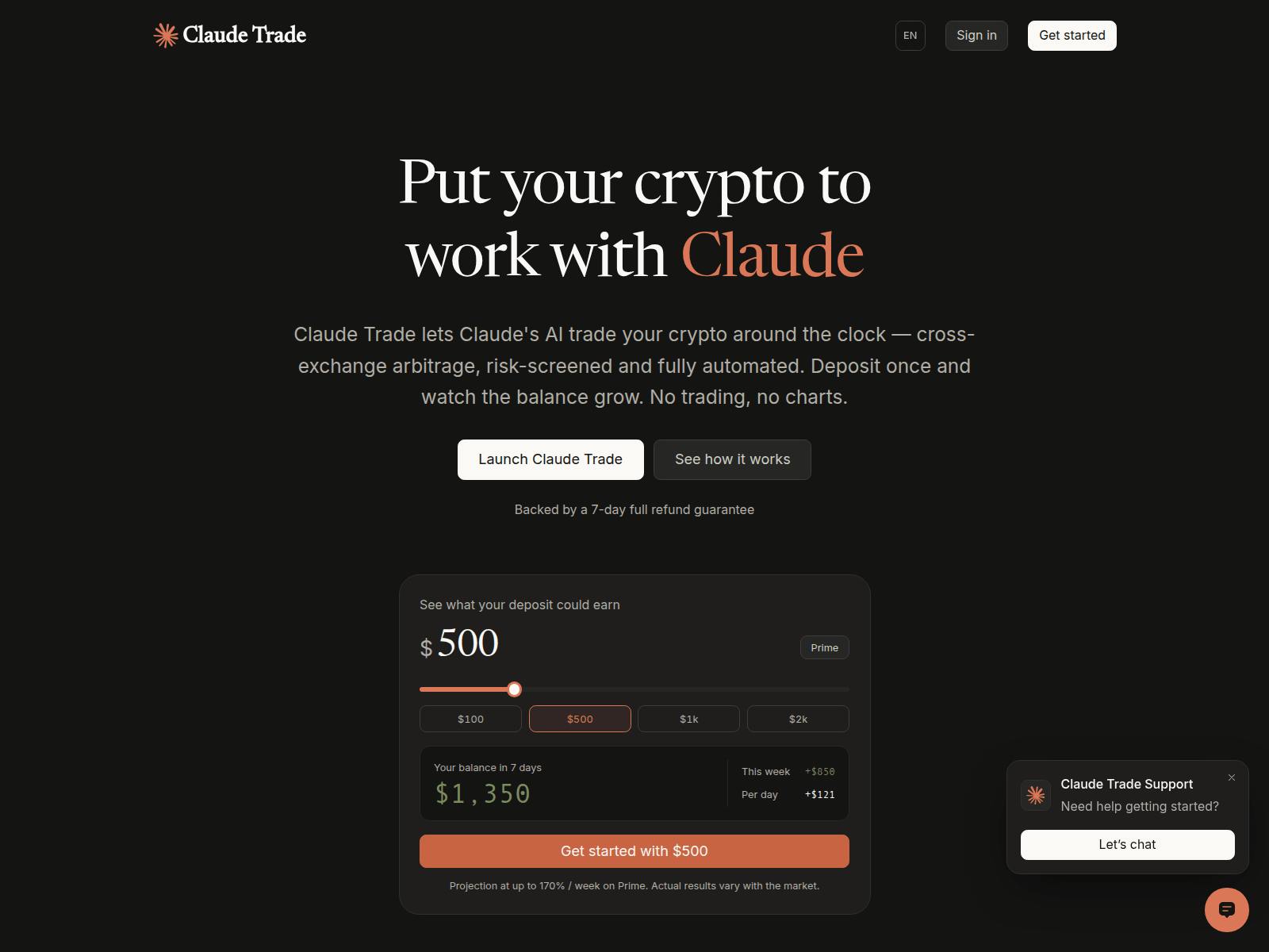 Screenshot of tradeclaude.net