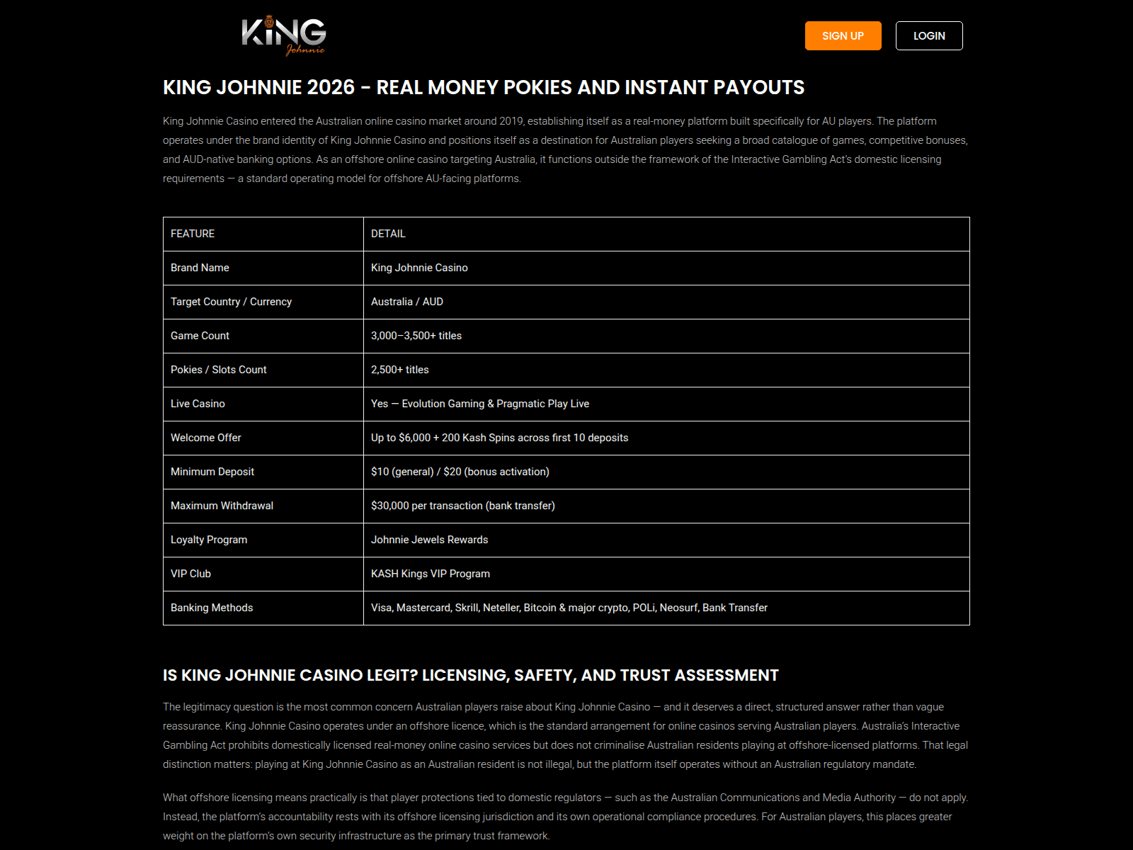 Screenshot of king-johnnie.website
