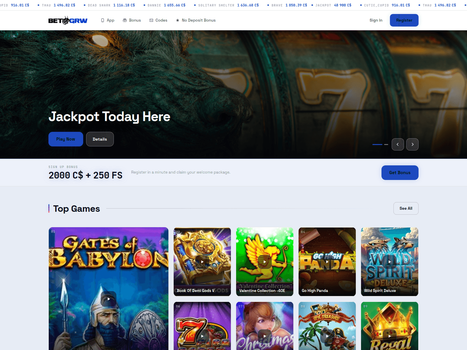 Screenshot of betgrwcasino-ca.com