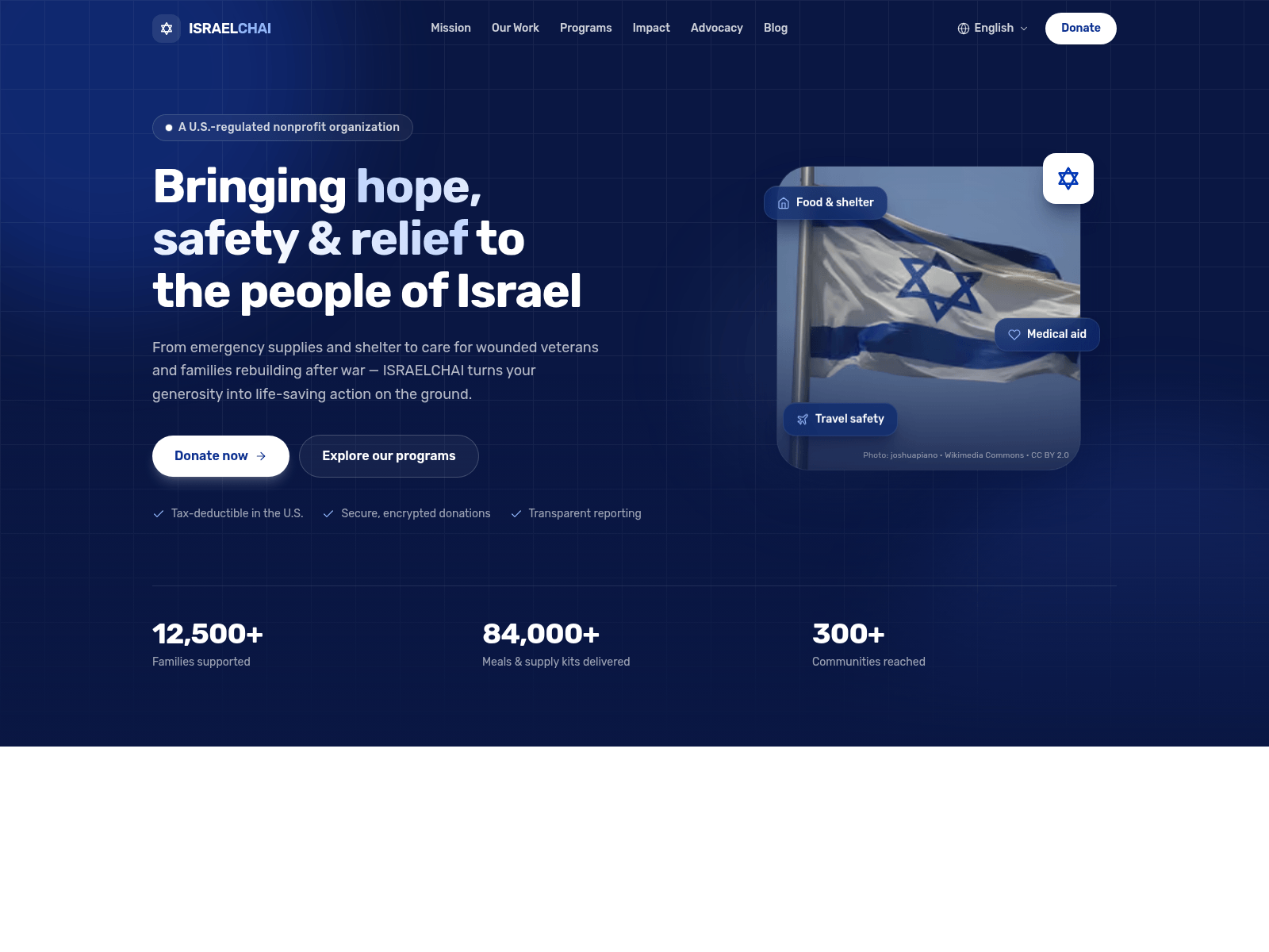 Screenshot of israelchai.org