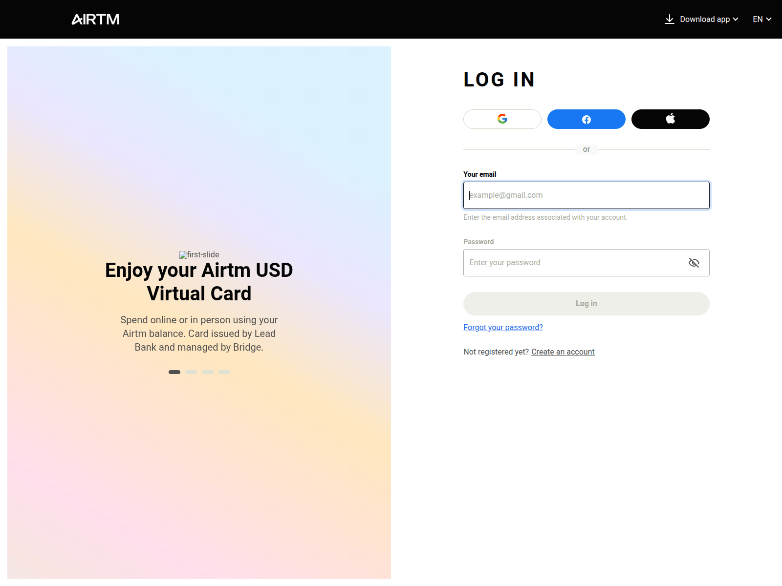 Captura de tela de app.airtmb.com