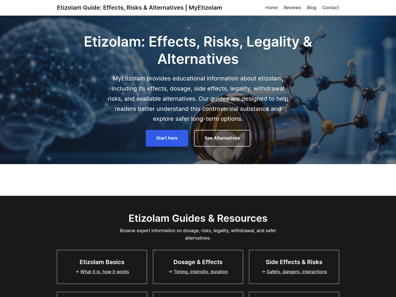 Screenshot von myetizolam.org