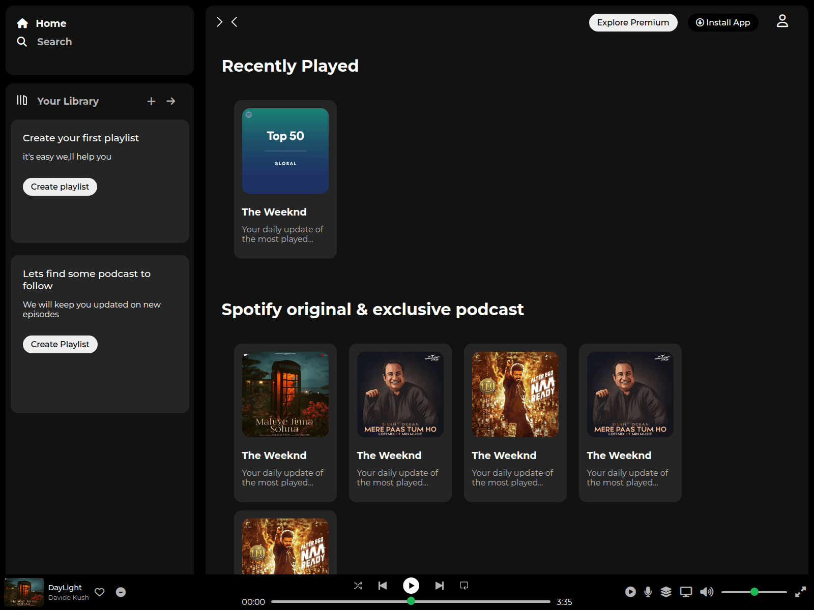 Screenshot von spotify-clone-tau-gold.vercel.app
