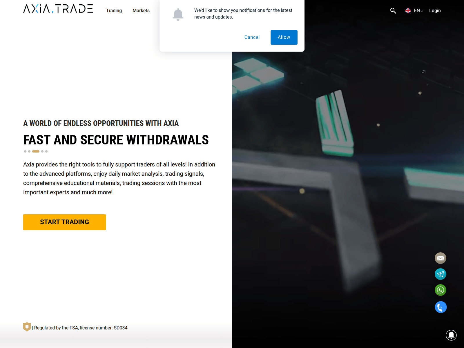 Screenshot von axiainvestments.com