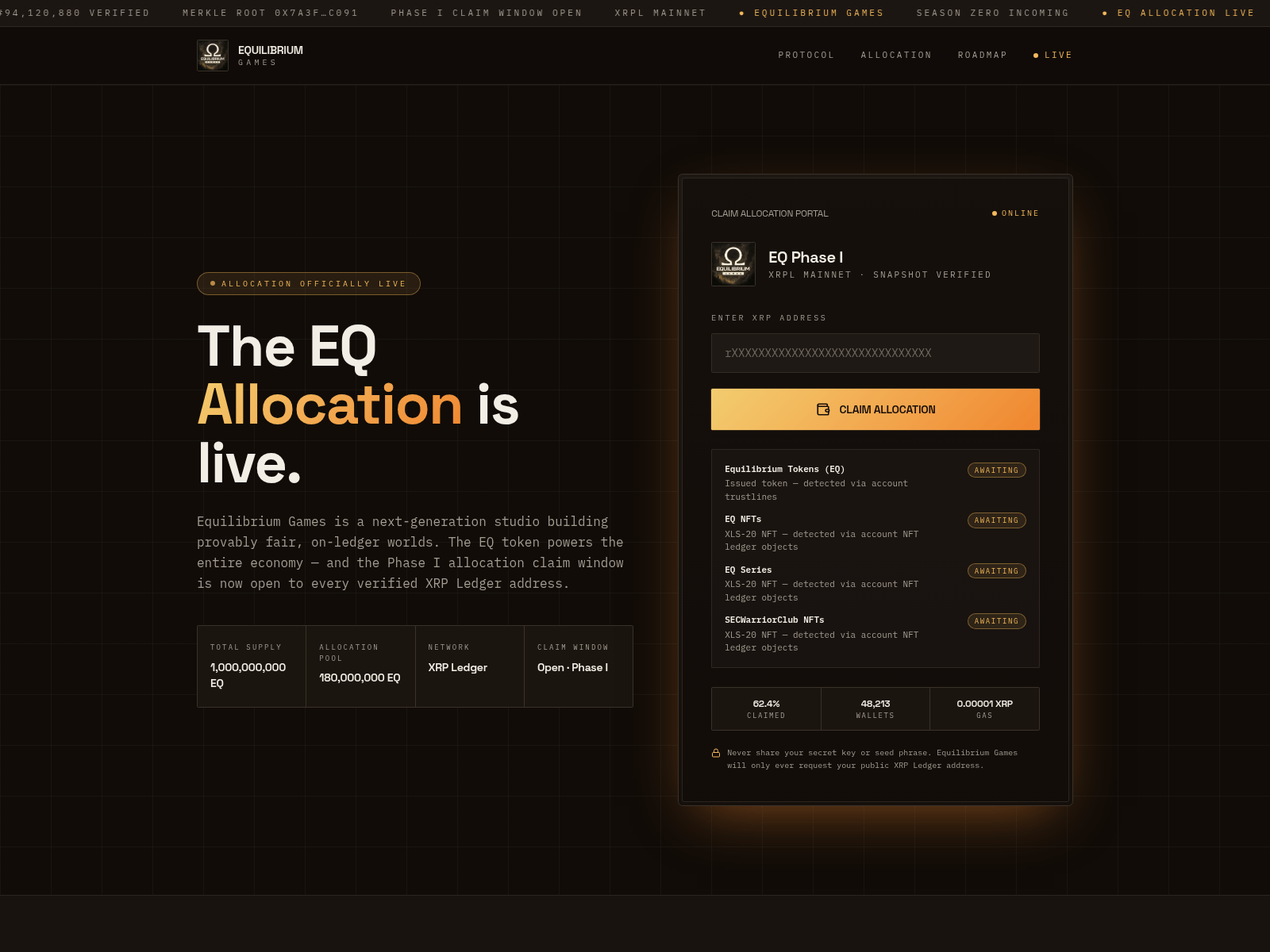 Screenshot of equilibriumg.info