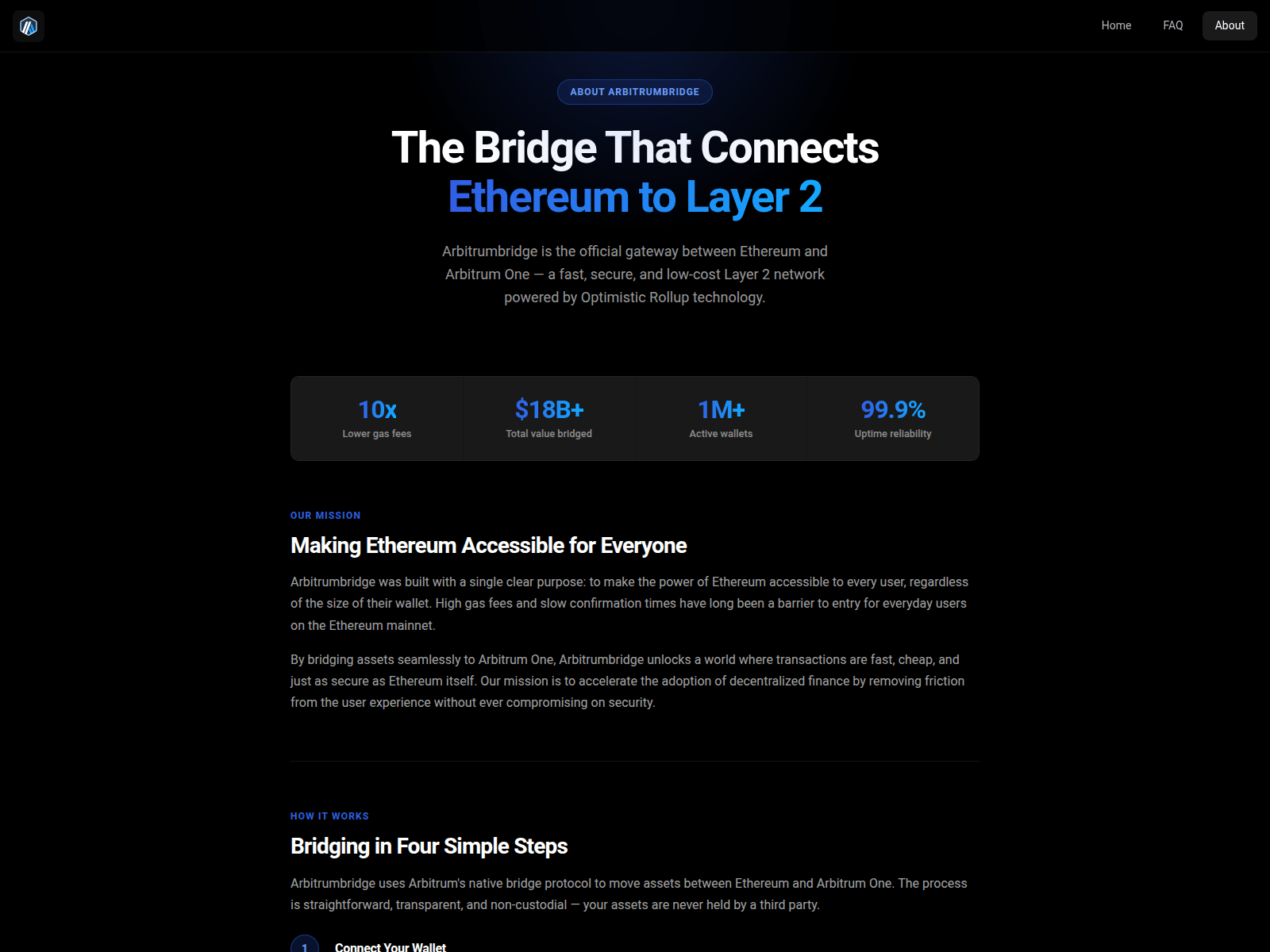 Screenshot of arbitrumbridge.net