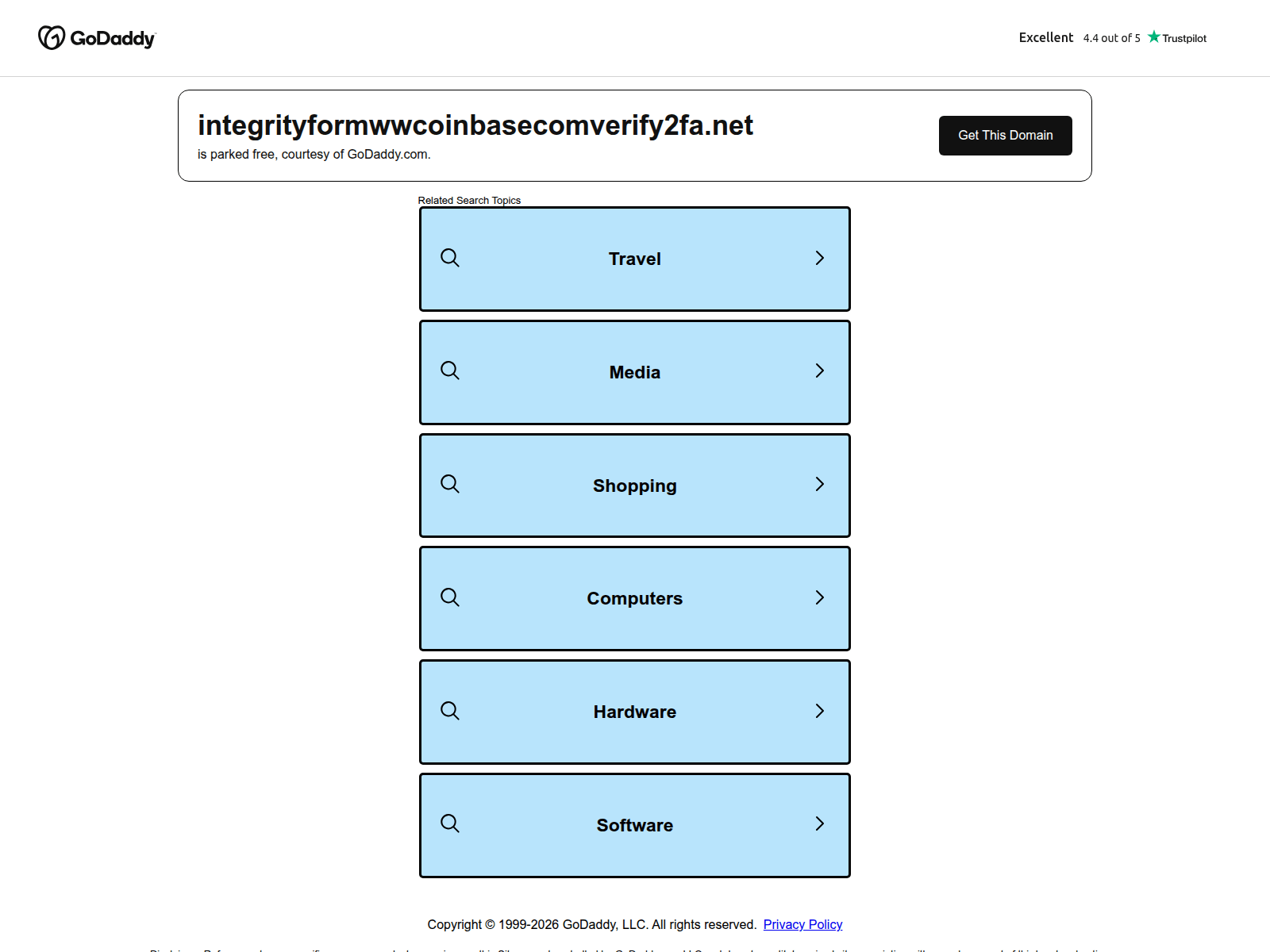 Знімок екрана integrityformwwcoinbasecomverify2fa.net