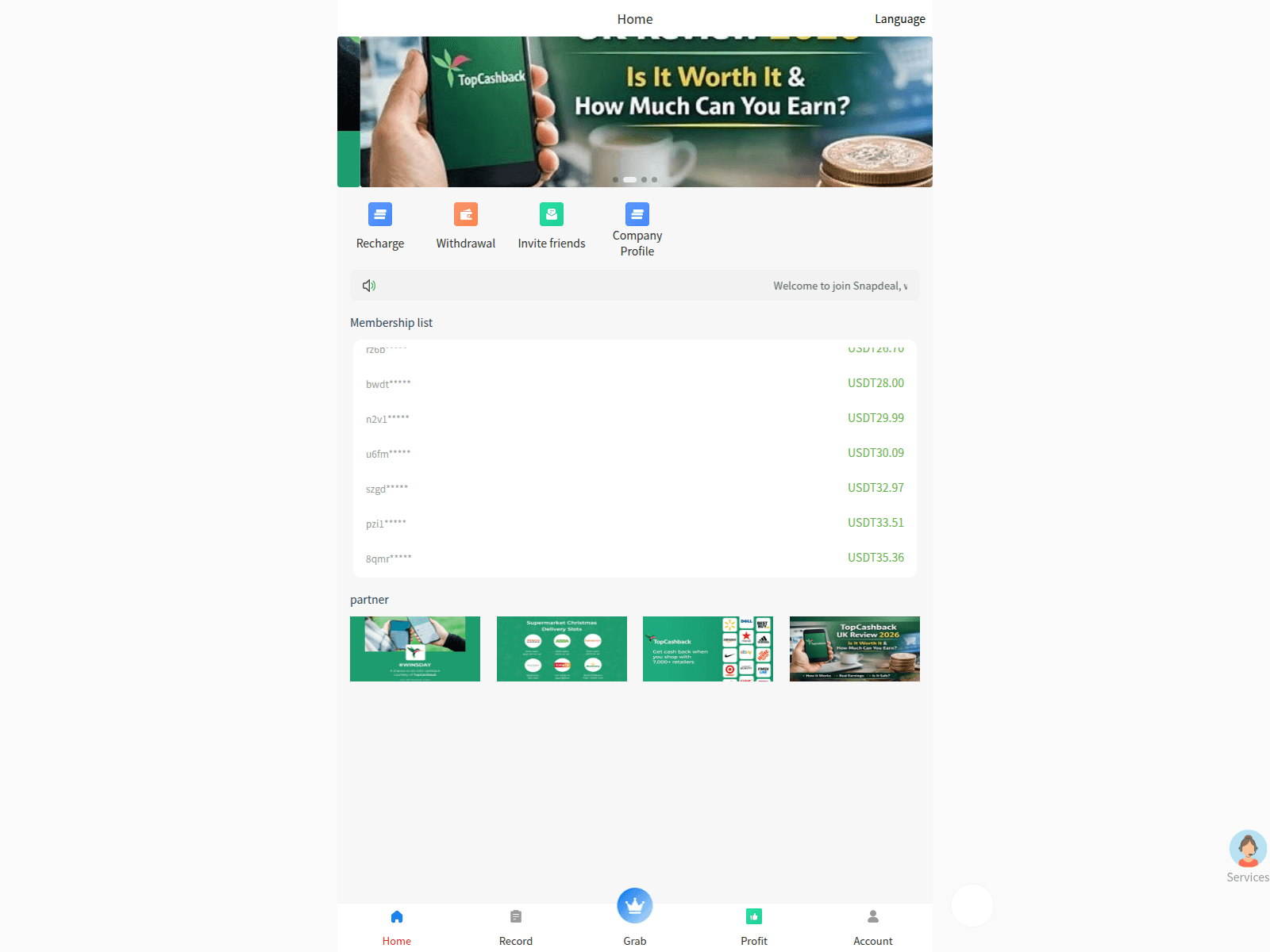 Screenshot of topcashback.cam