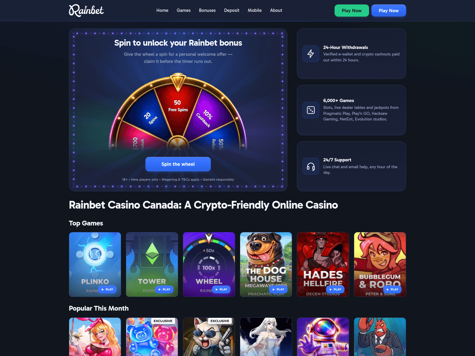 Screenshot of rainbet-ca.bet