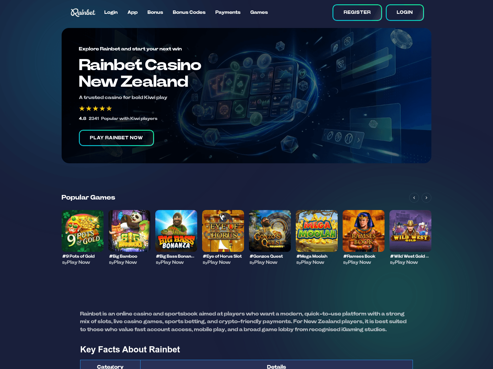 Screenshot of rainbet-casino-crypto.com