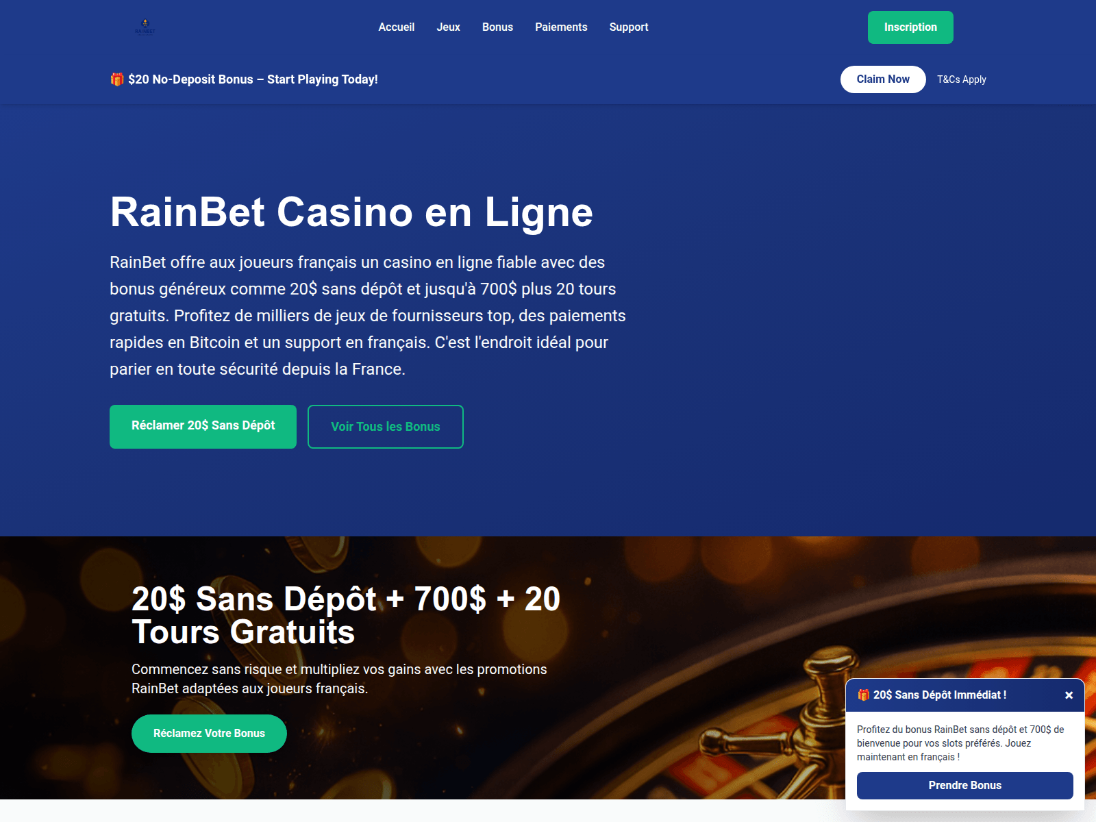 Screenshot of rainbettfr.com
