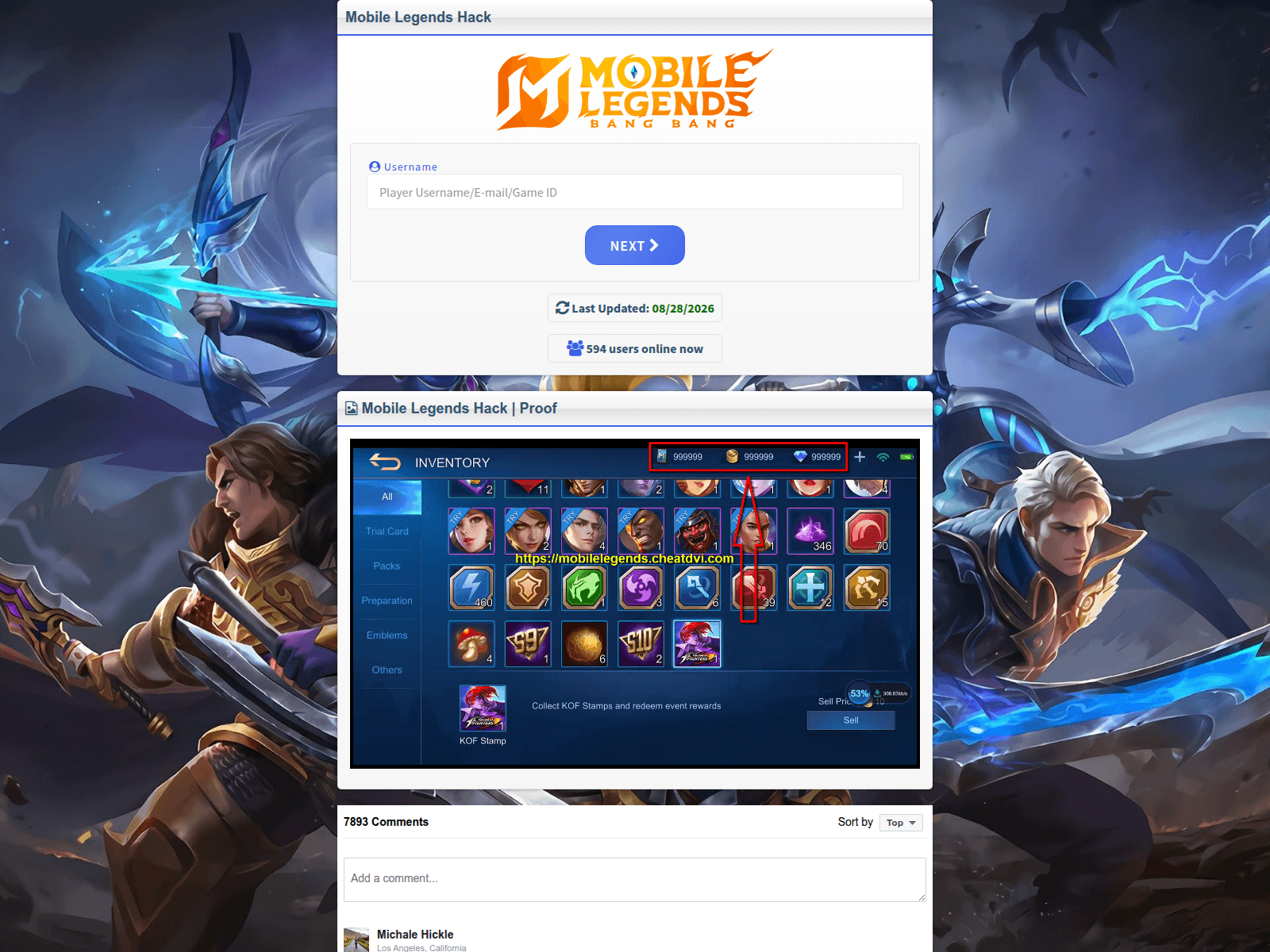 Screenshot of mobilelegends.cheatdvi.com