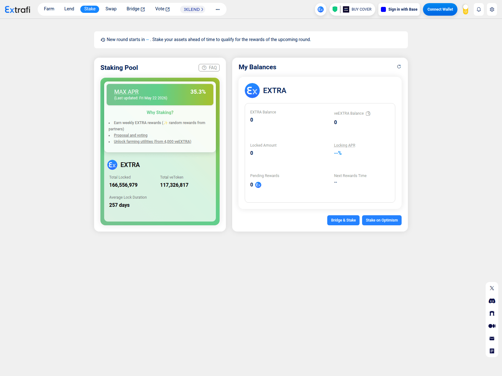 Screenshot of extrafi.digital