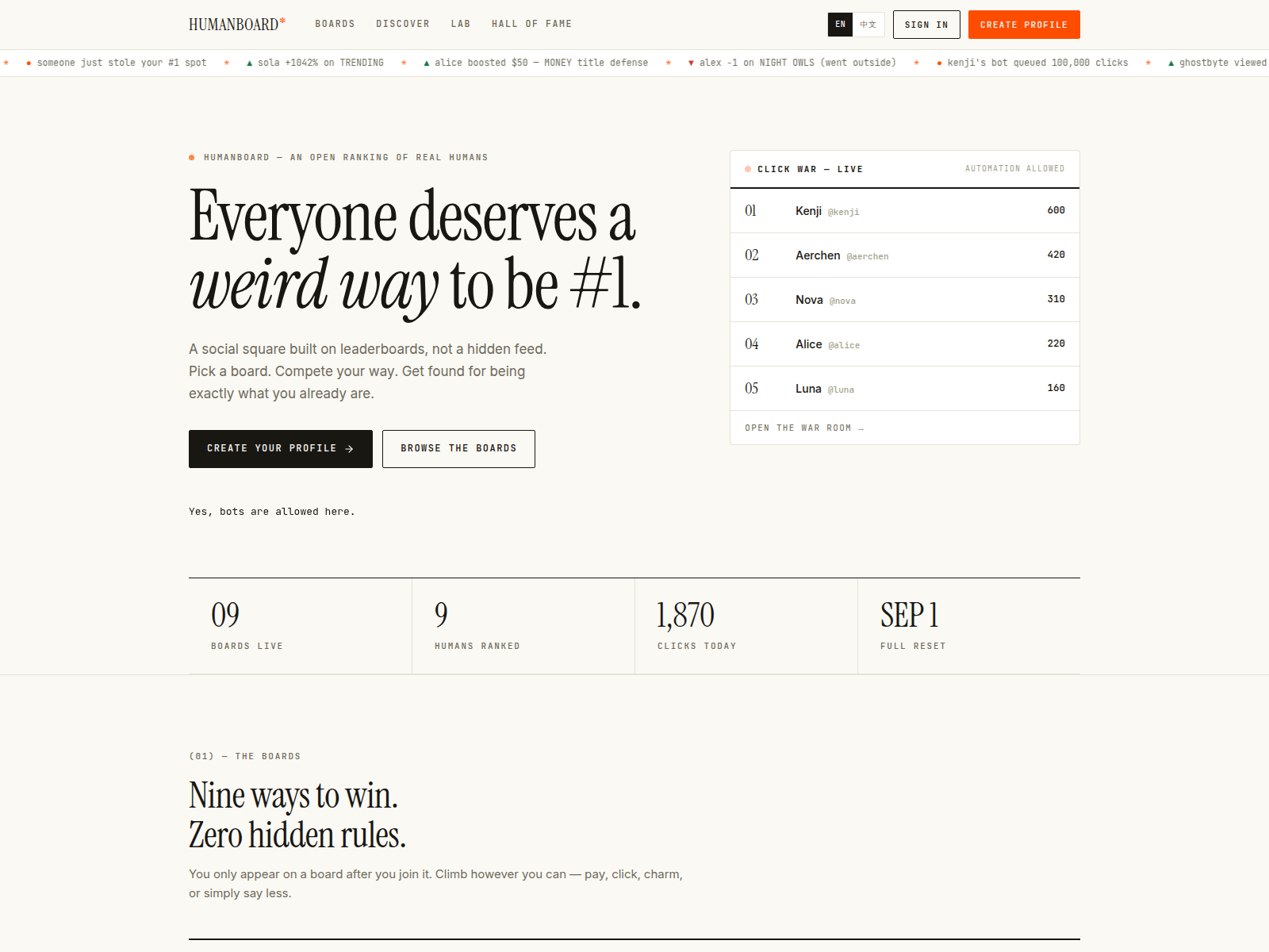 Screenshot of humanindex.fun