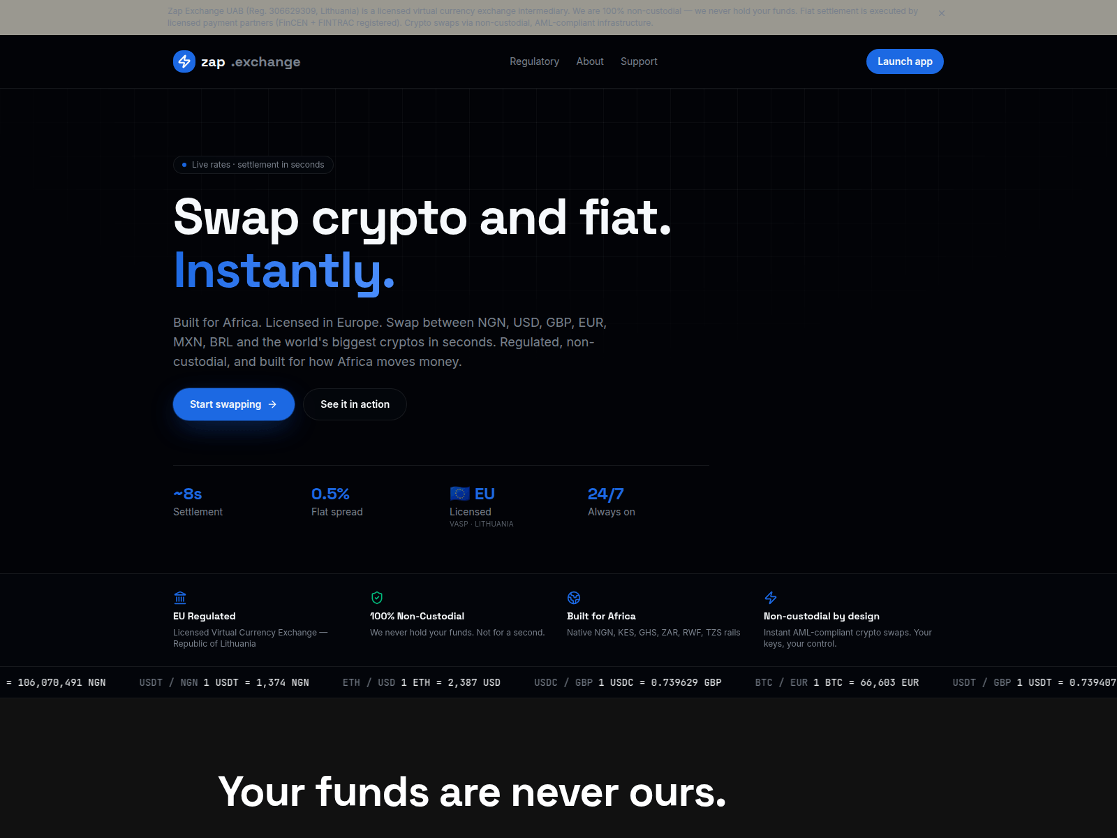 Screenshot of zap.exchange