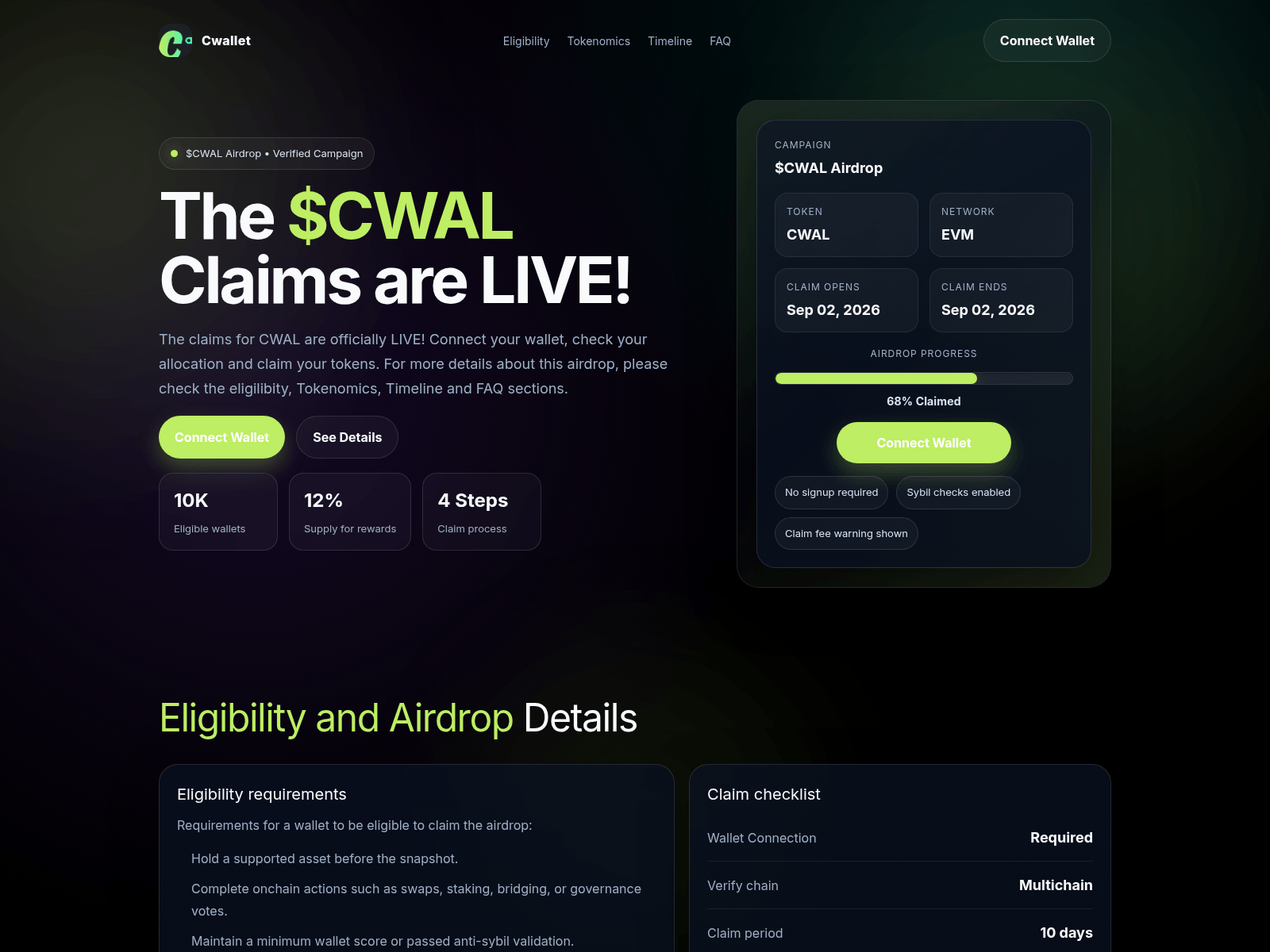 Screenshot of cwallet.live