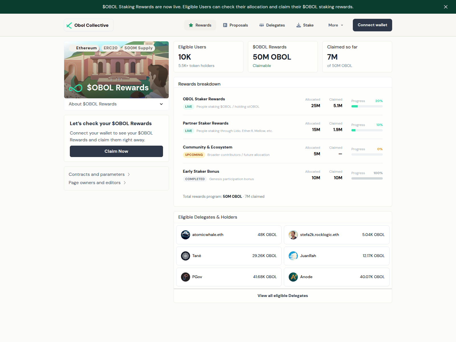 Screenshot of claim-obol.org