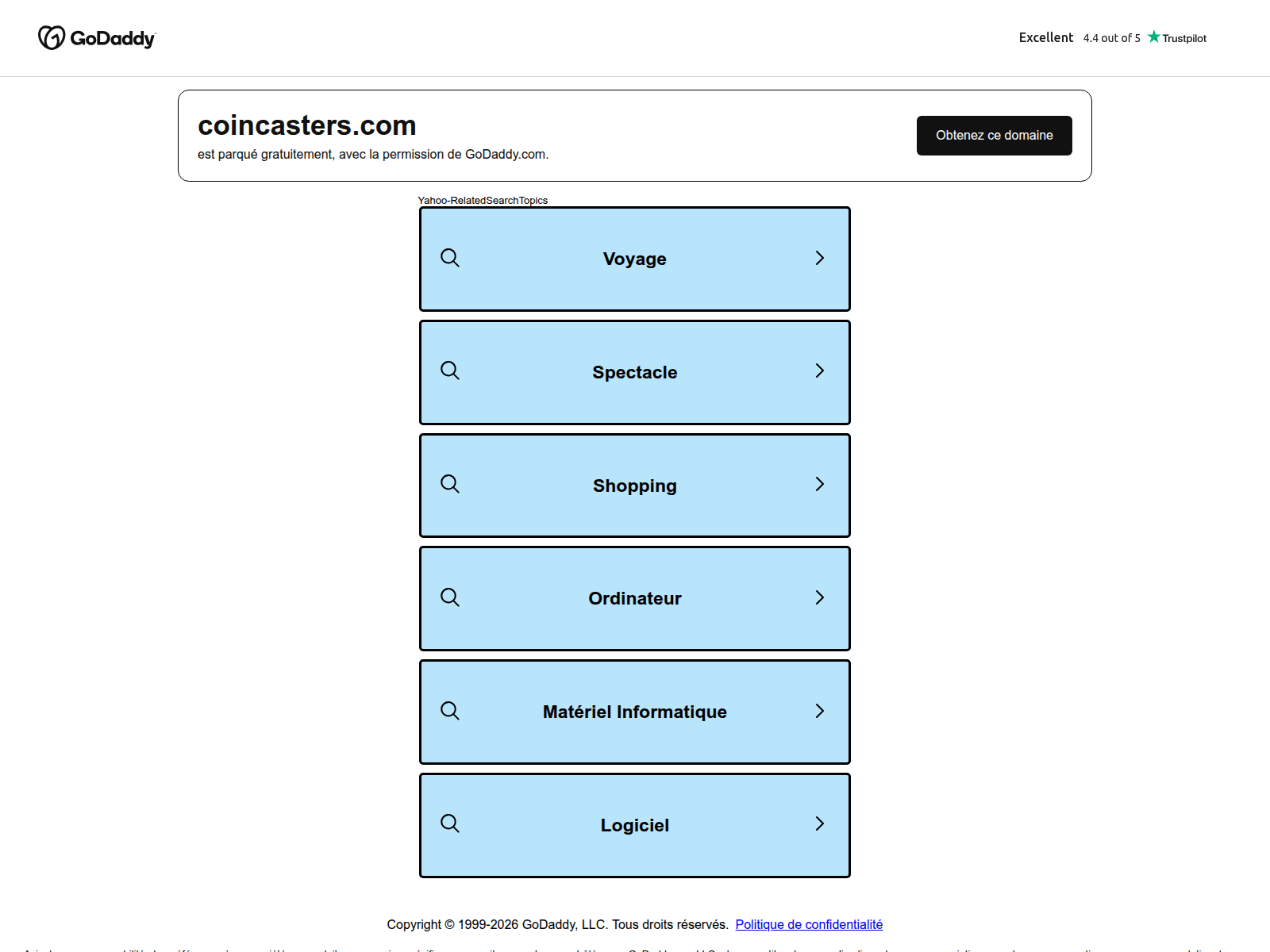 Знімок екрана coincasters.com