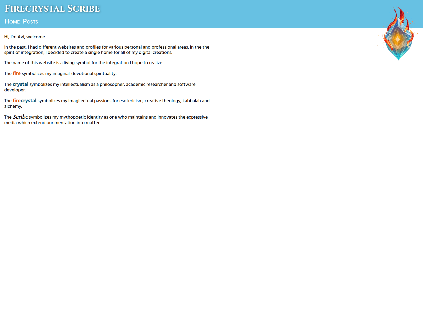 Screenshot of firecrystalscribe.com