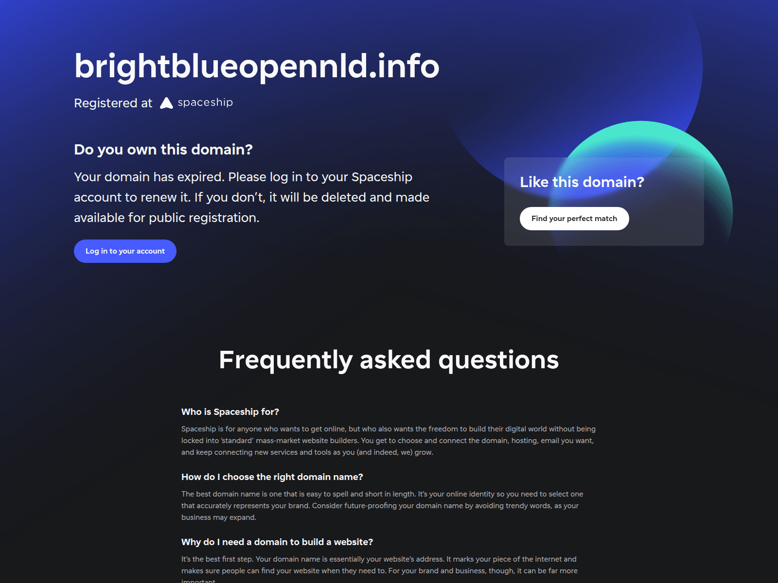 Screenshot of brightblueopennld.info