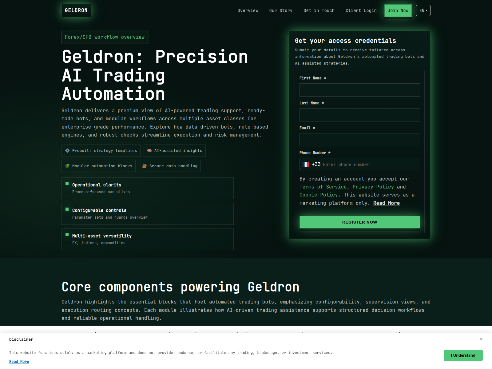 Screenshot of geldron-ai-system.com