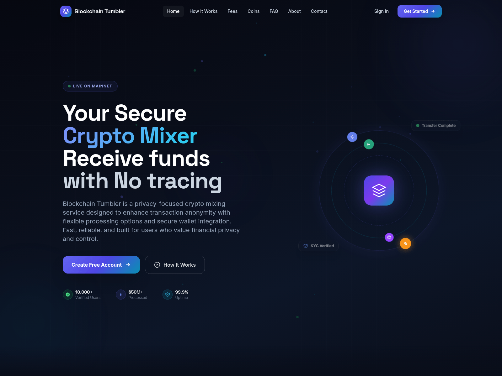 Screenshot of blockchaintumbler.com